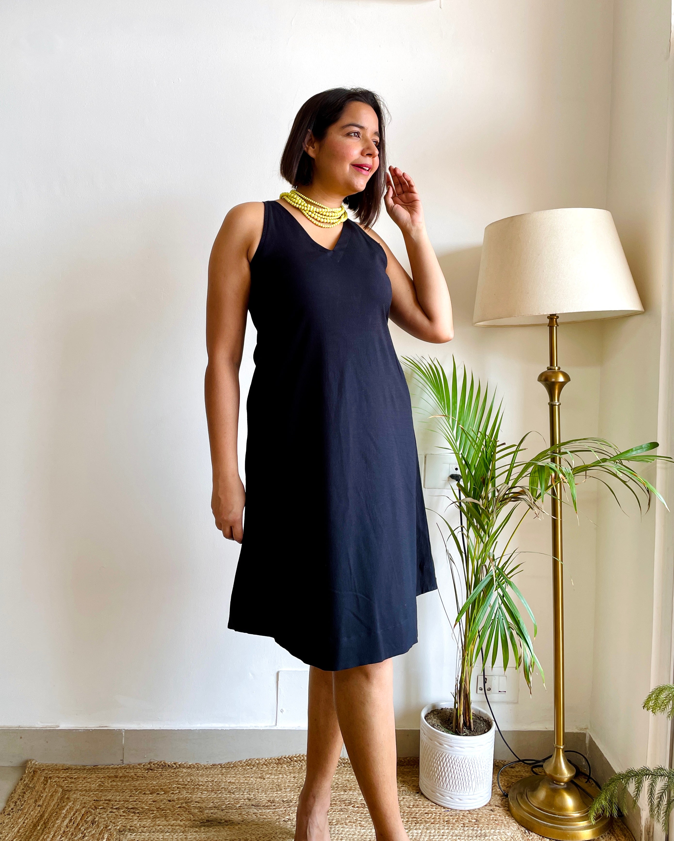 Solid Black Short Dress image 1