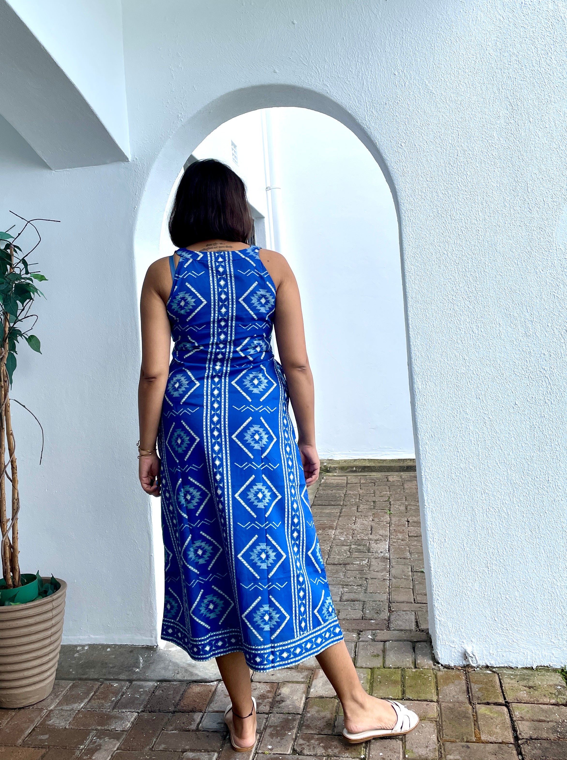 Blue Halter Midi Dress image 2