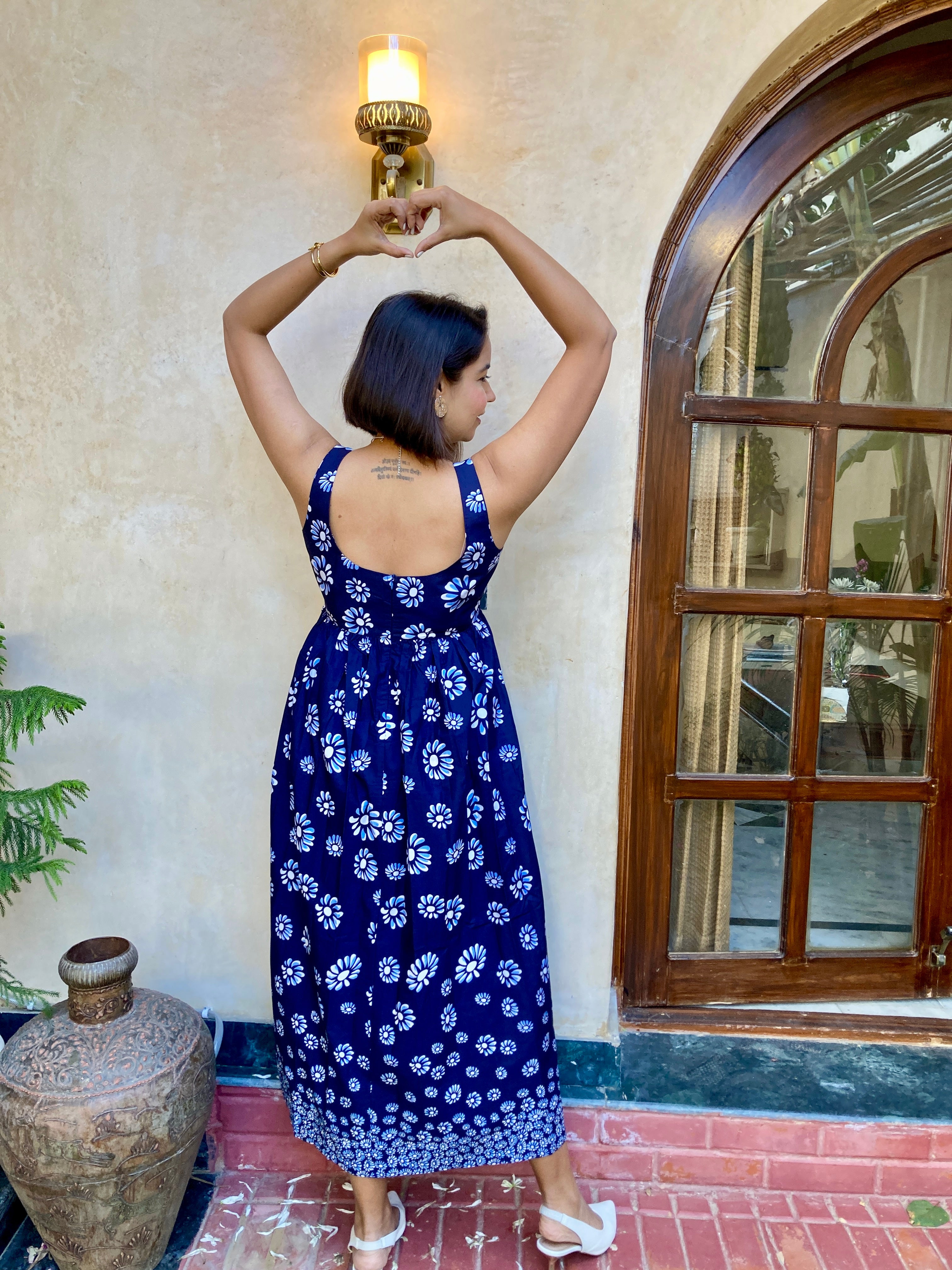 Navy Blue Floral Maxi Dress image 2