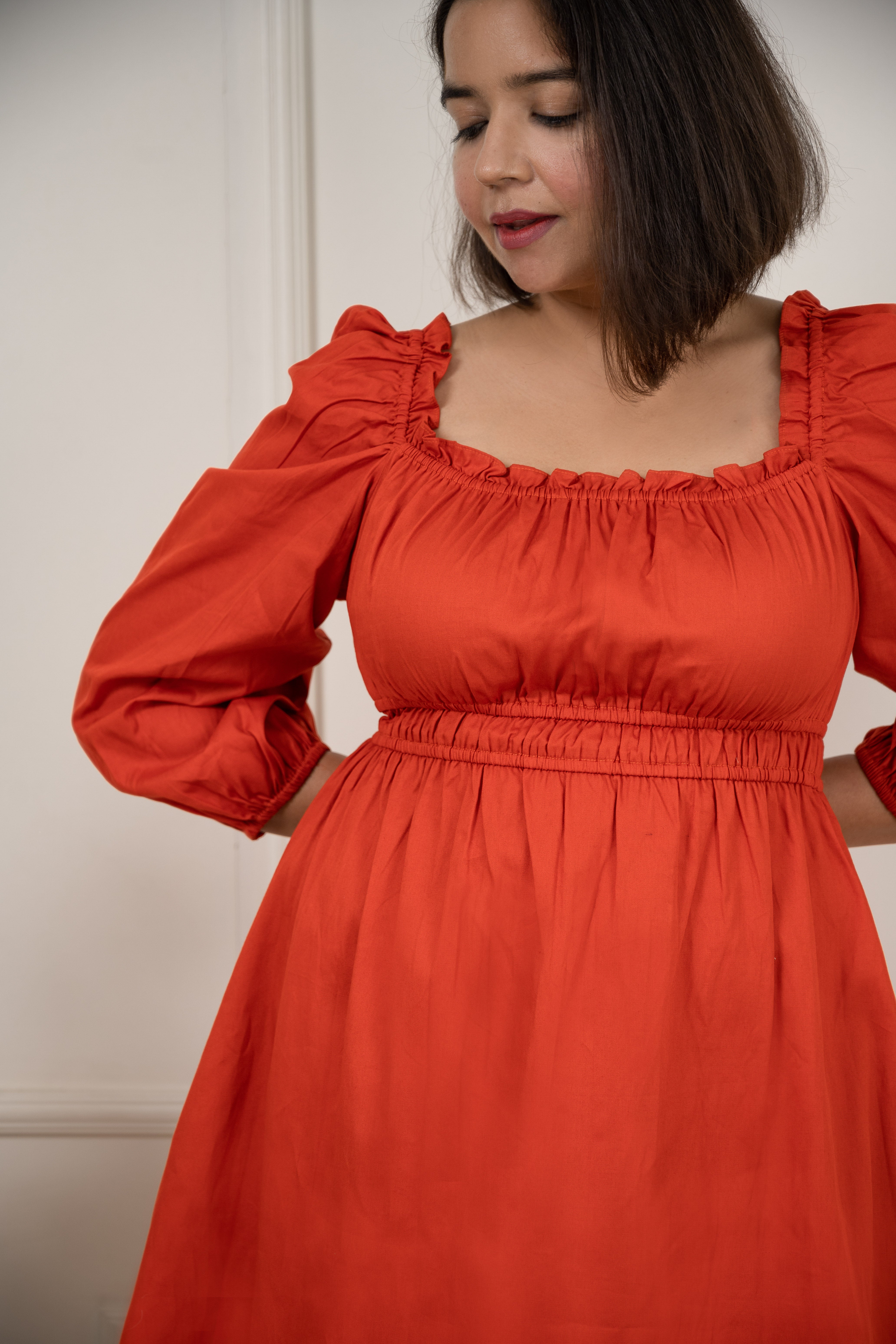 Rust Orange Cinched Dress image 2