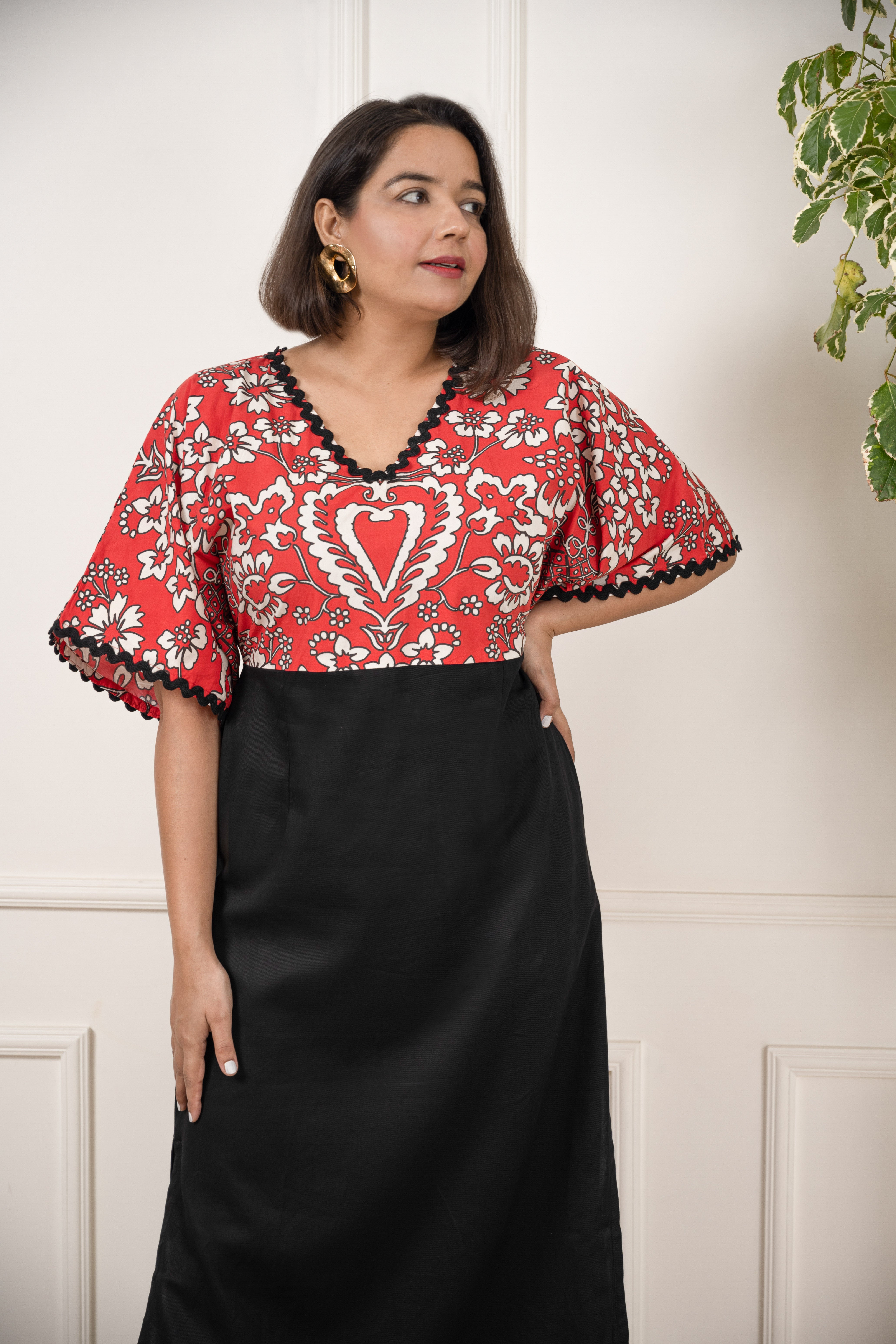 Red Black Kaftan Dress image 3
