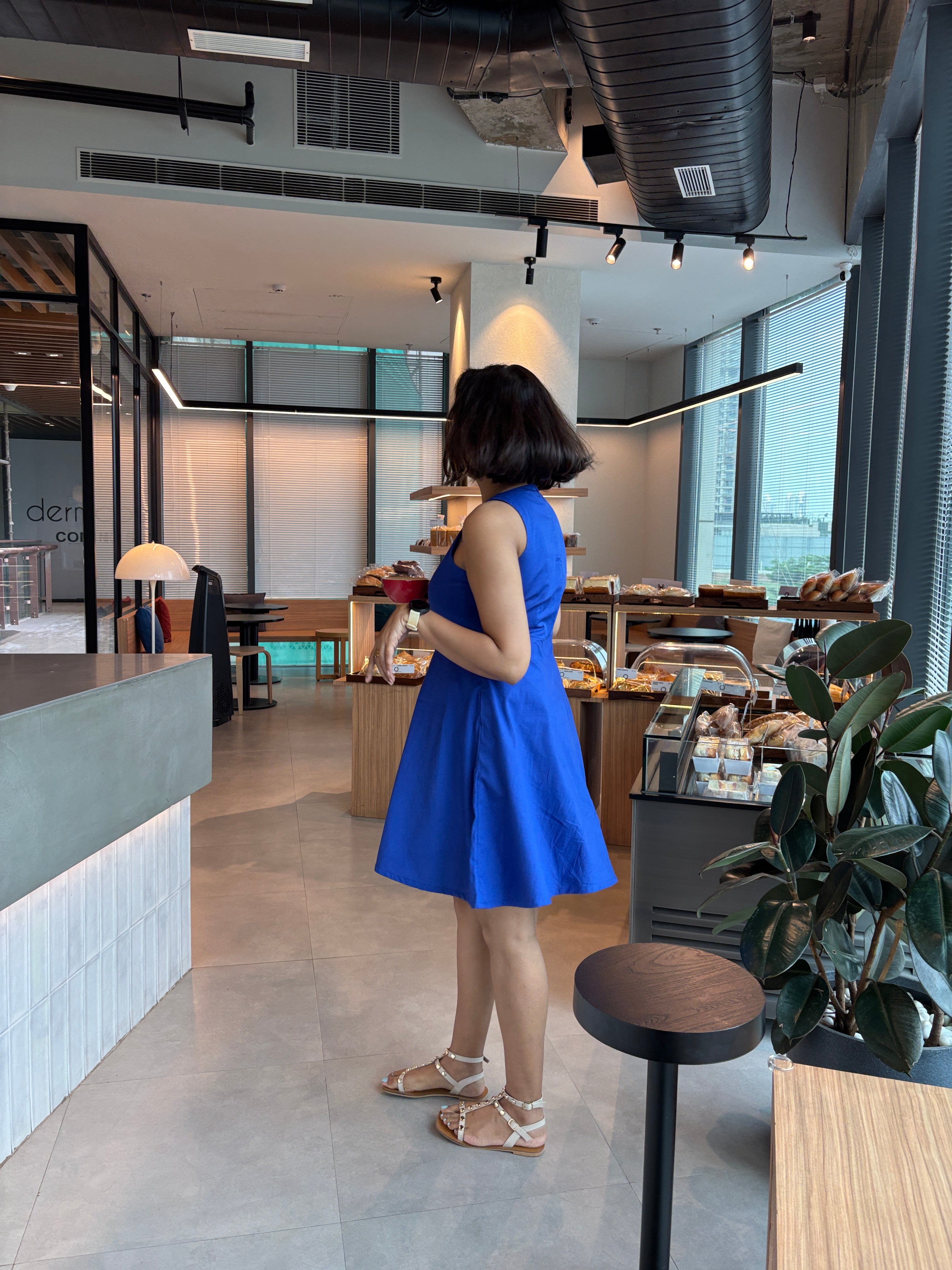 Blue Cotton Skater Dress image 2