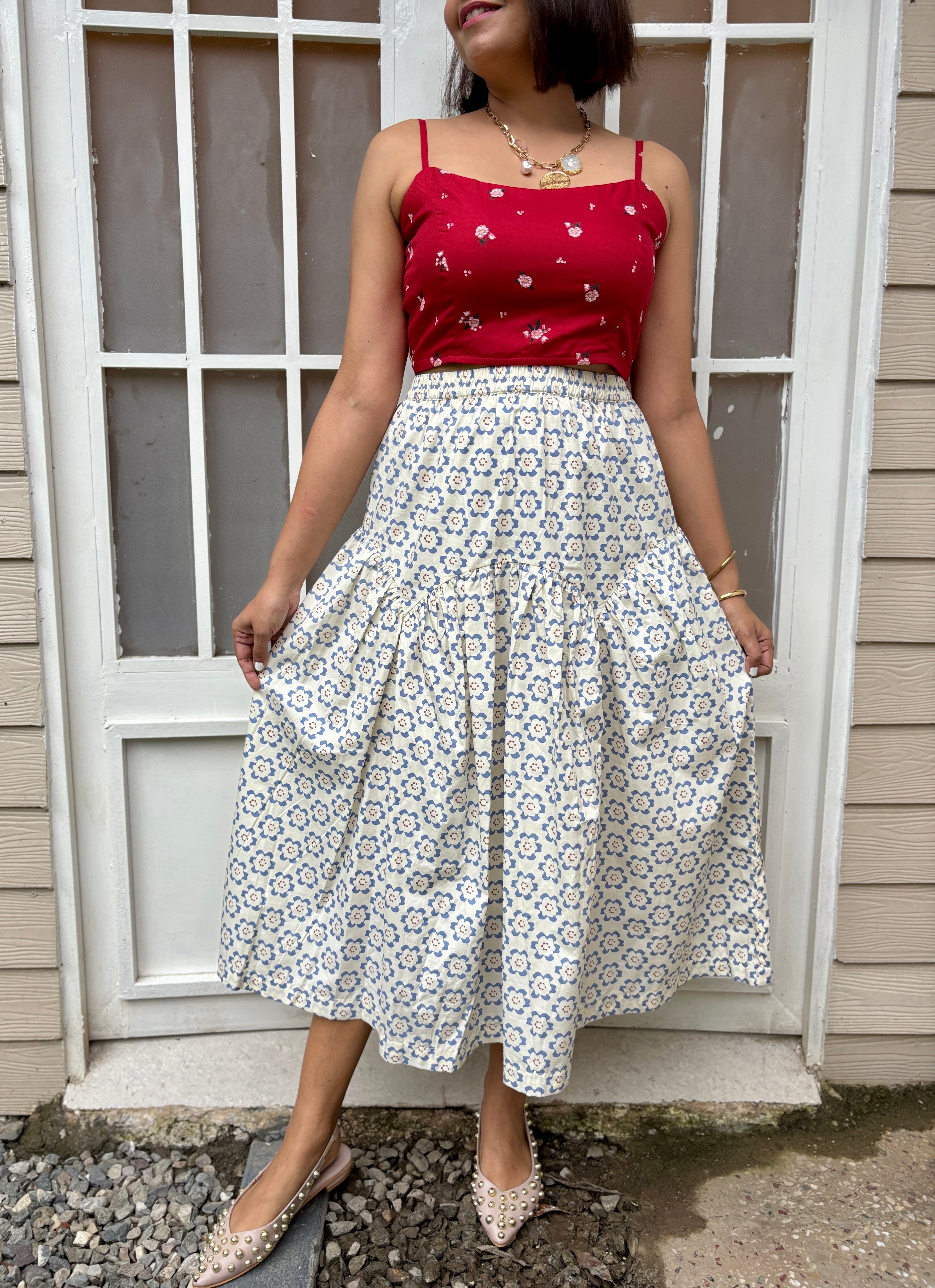 Bloom Garden Cotton Midi Skirt image 1