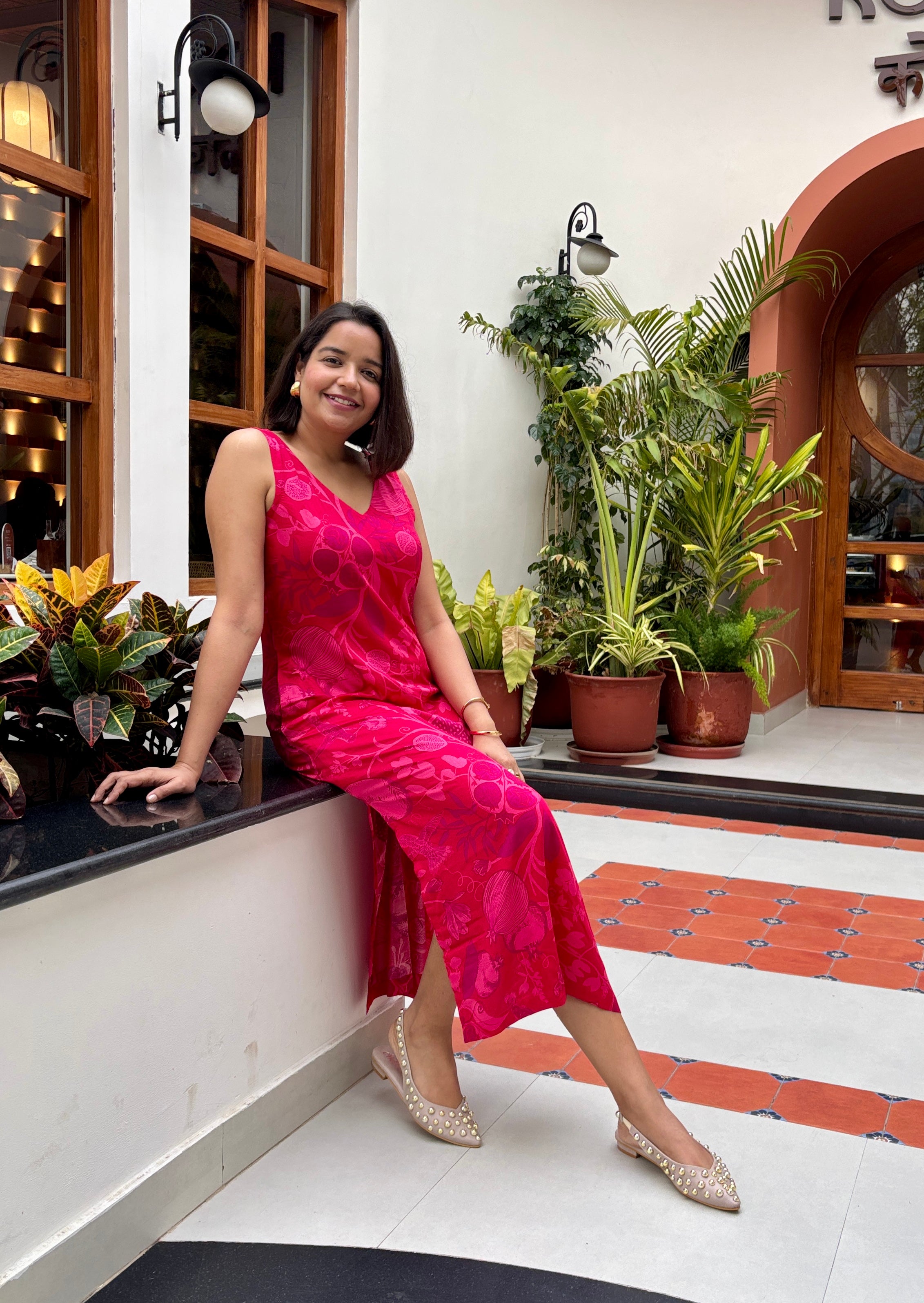 Pomegranate Midi Dress