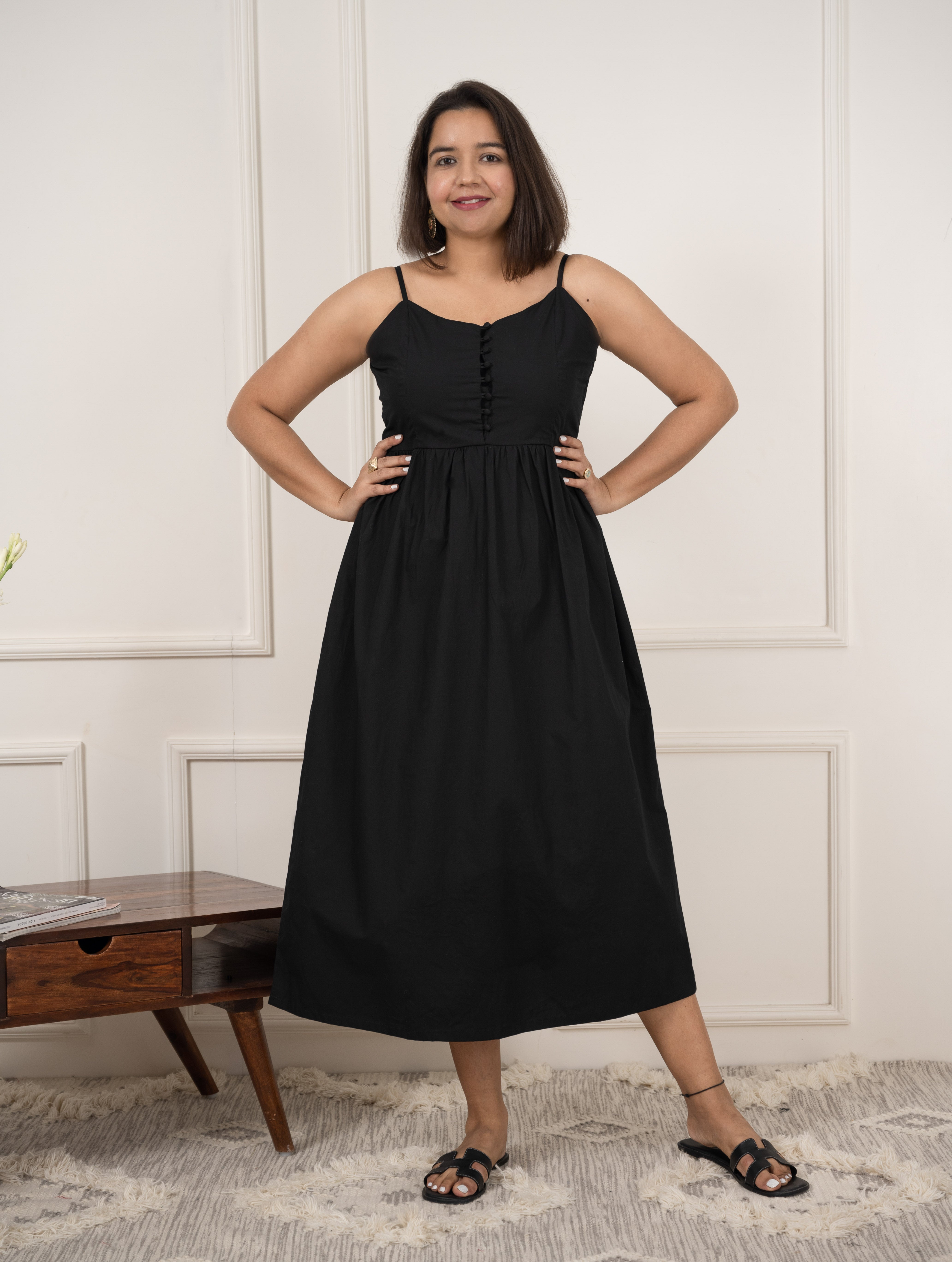 Black Smocked Maxi Dress image 5