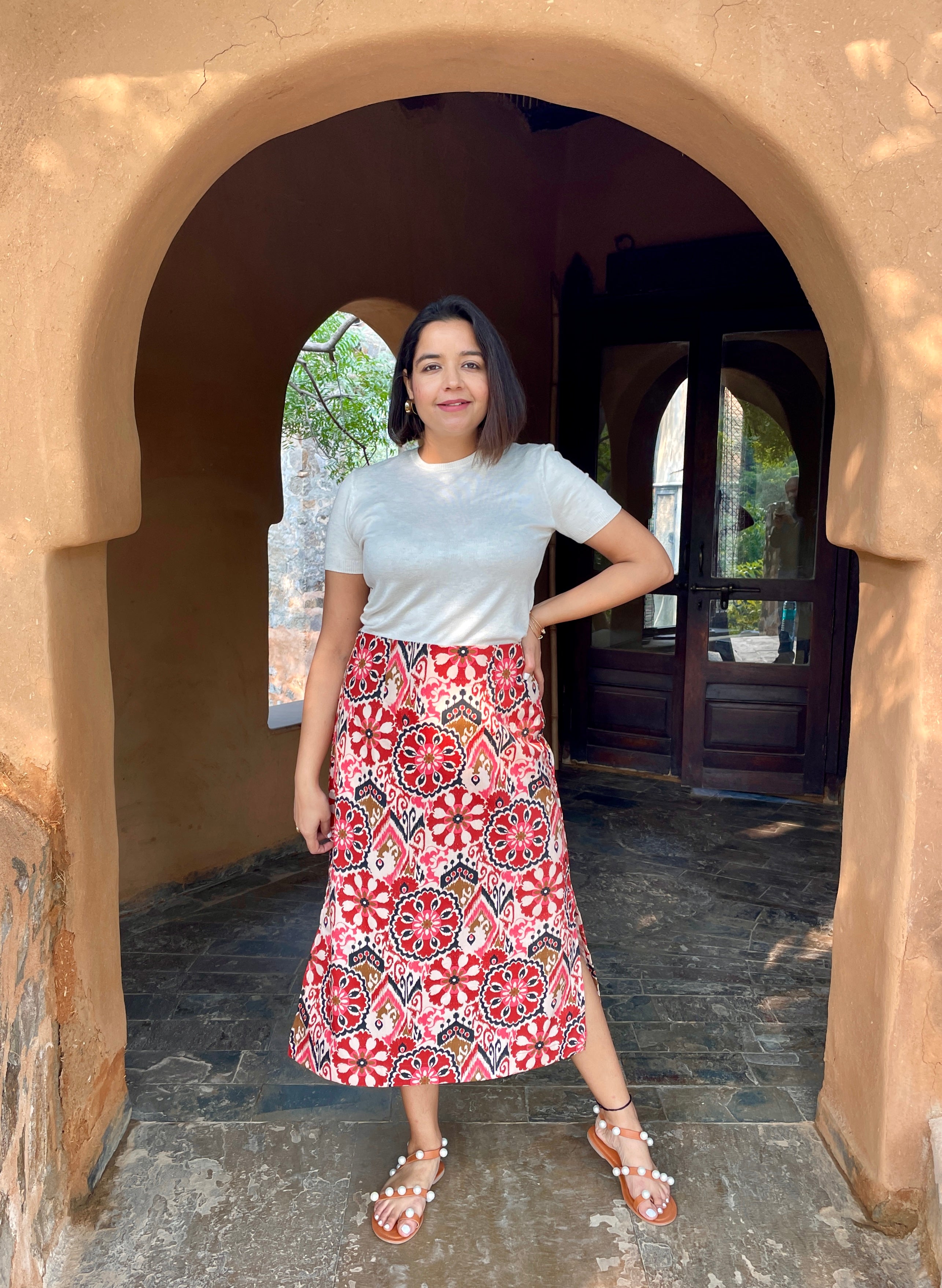 Ikat Printed A-Line Midi Skirt image 4