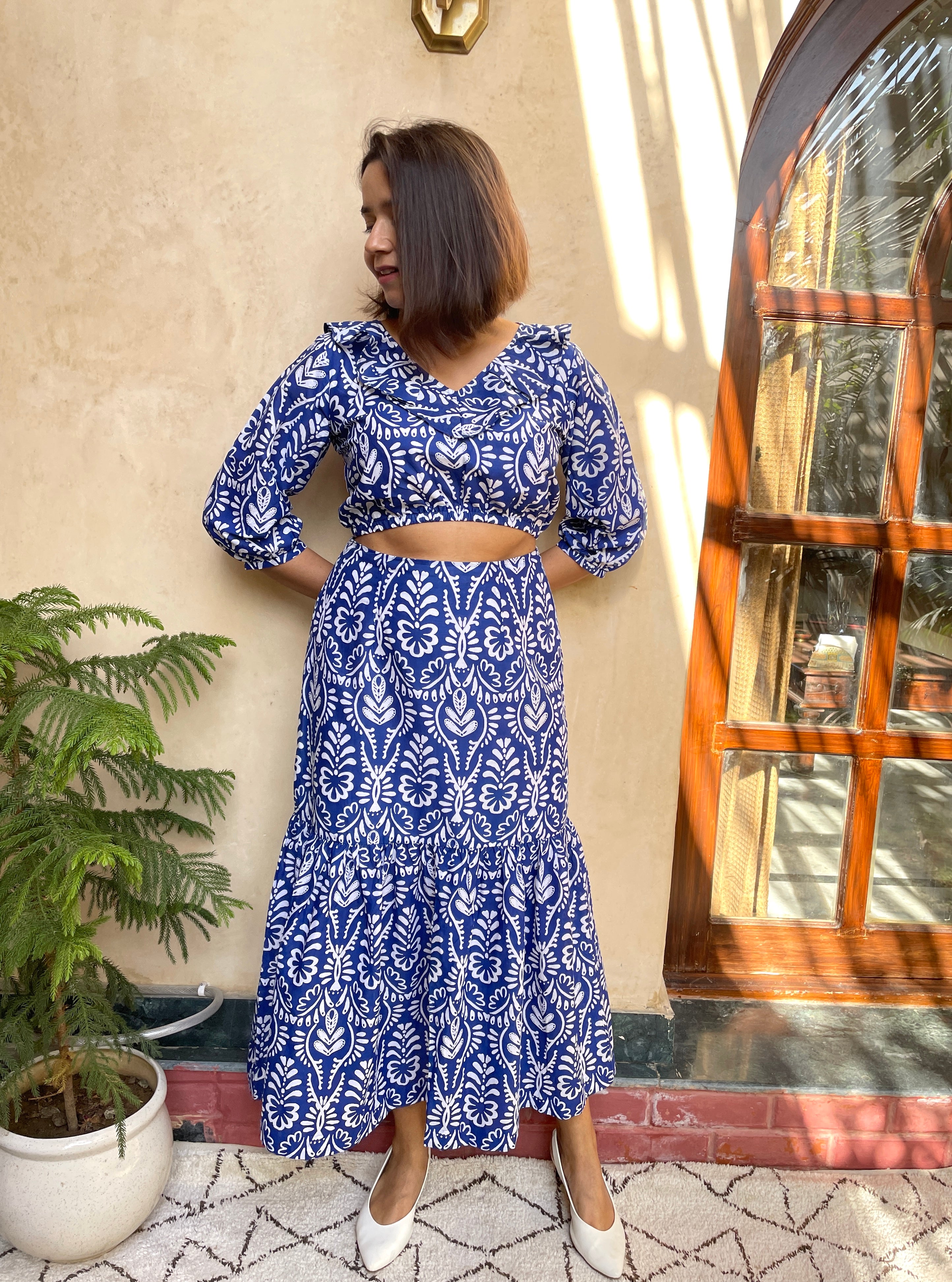 Blue Printed Maxi Skirt image 3