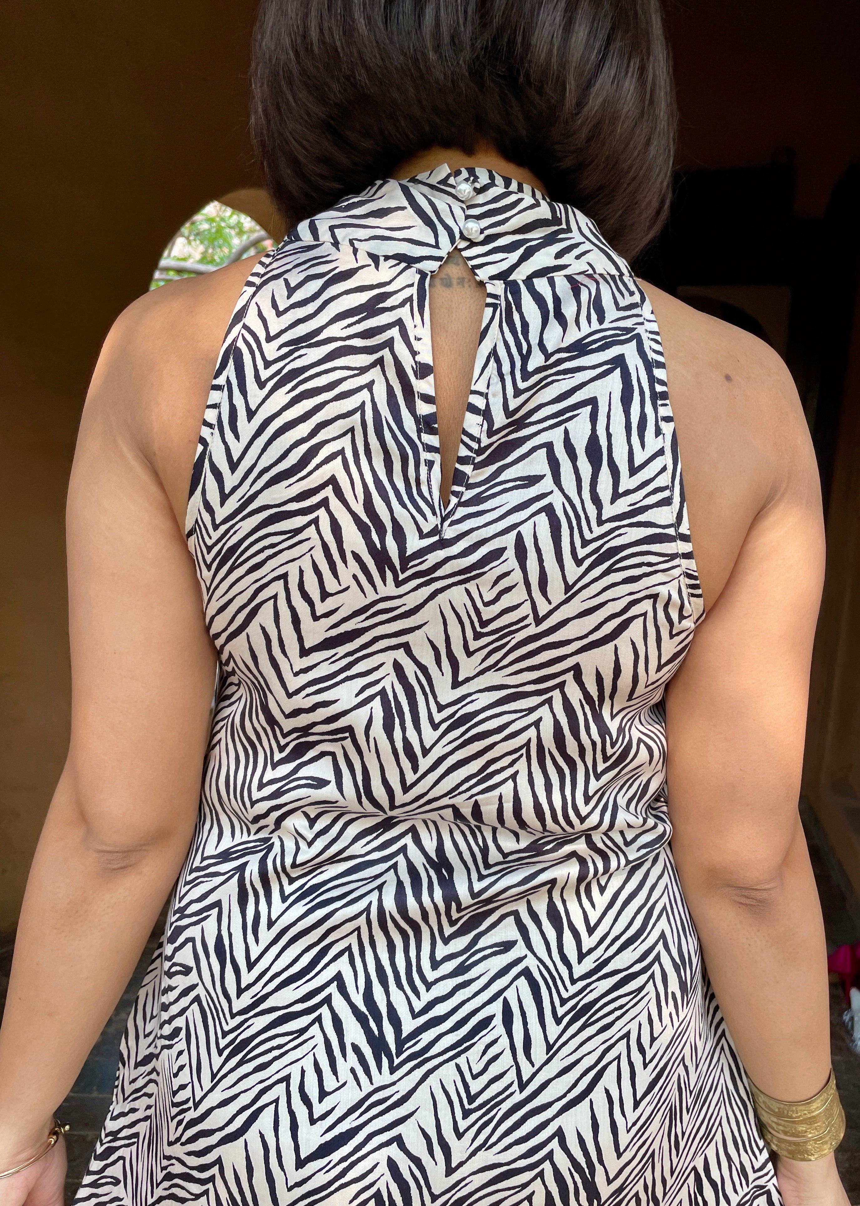 Beige Printed Halter Maxi Dress image 3