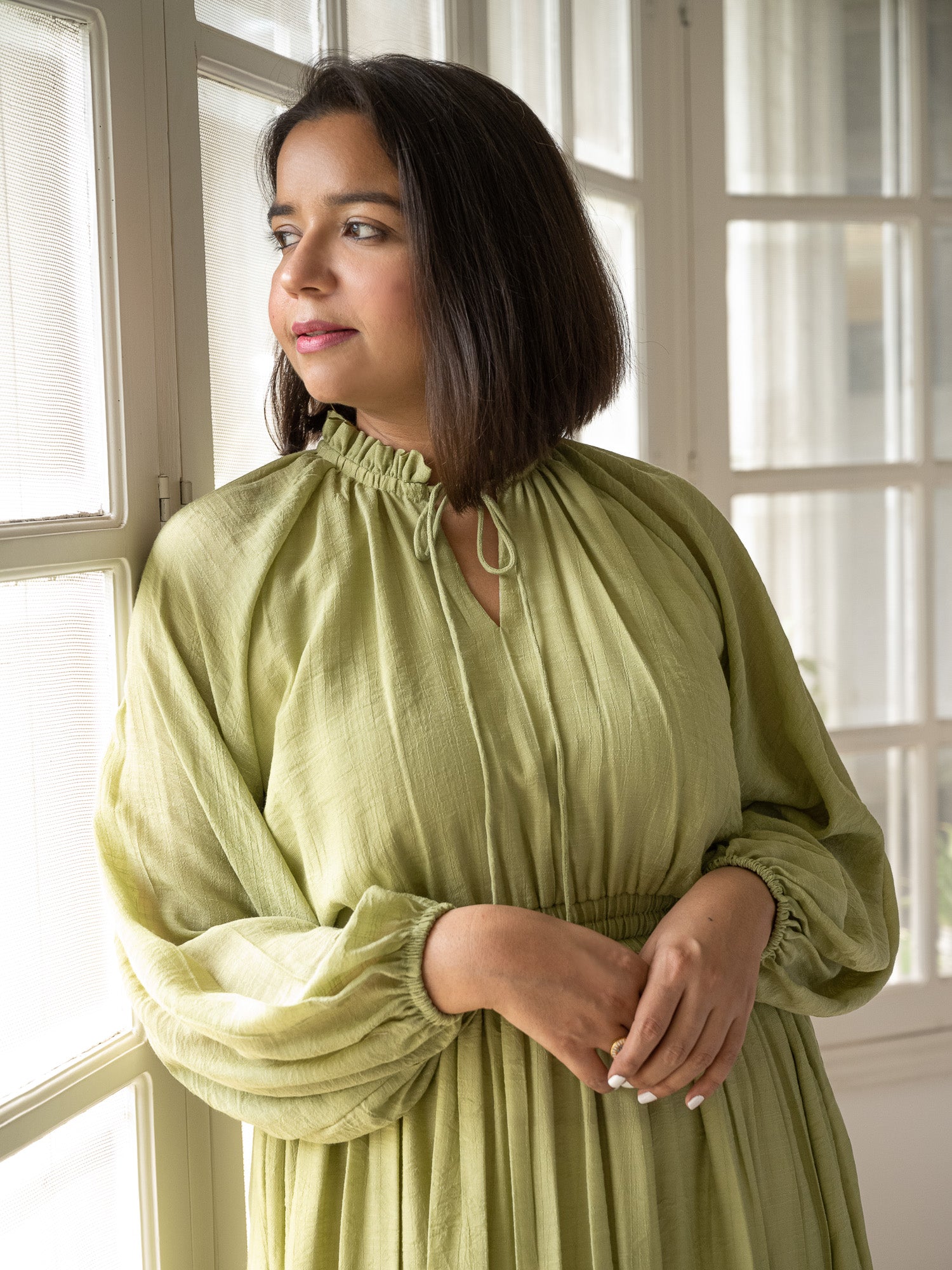 Olive Green Midi Dress image 4