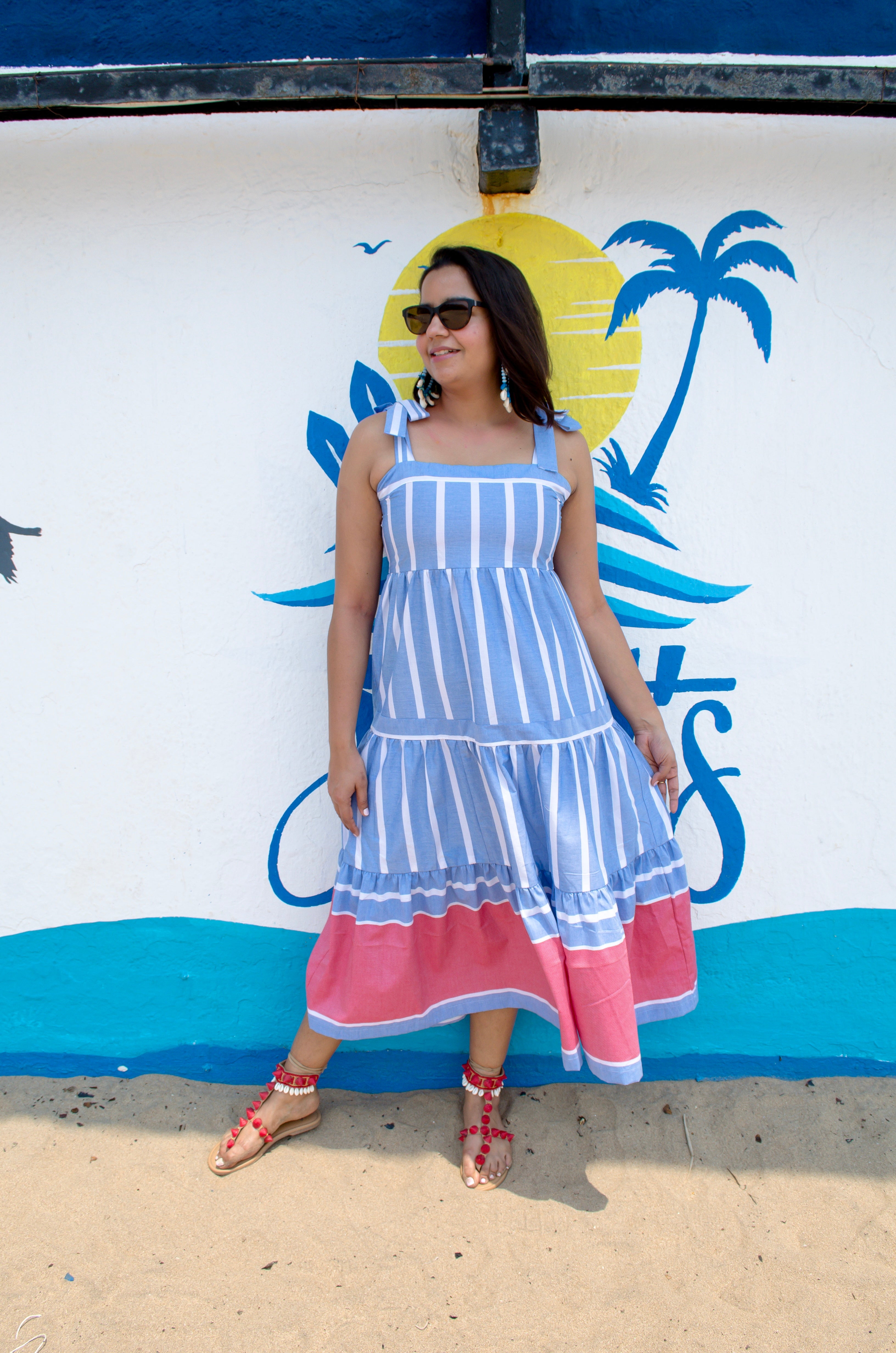 Blue Tie Up Maxi Dress image 0