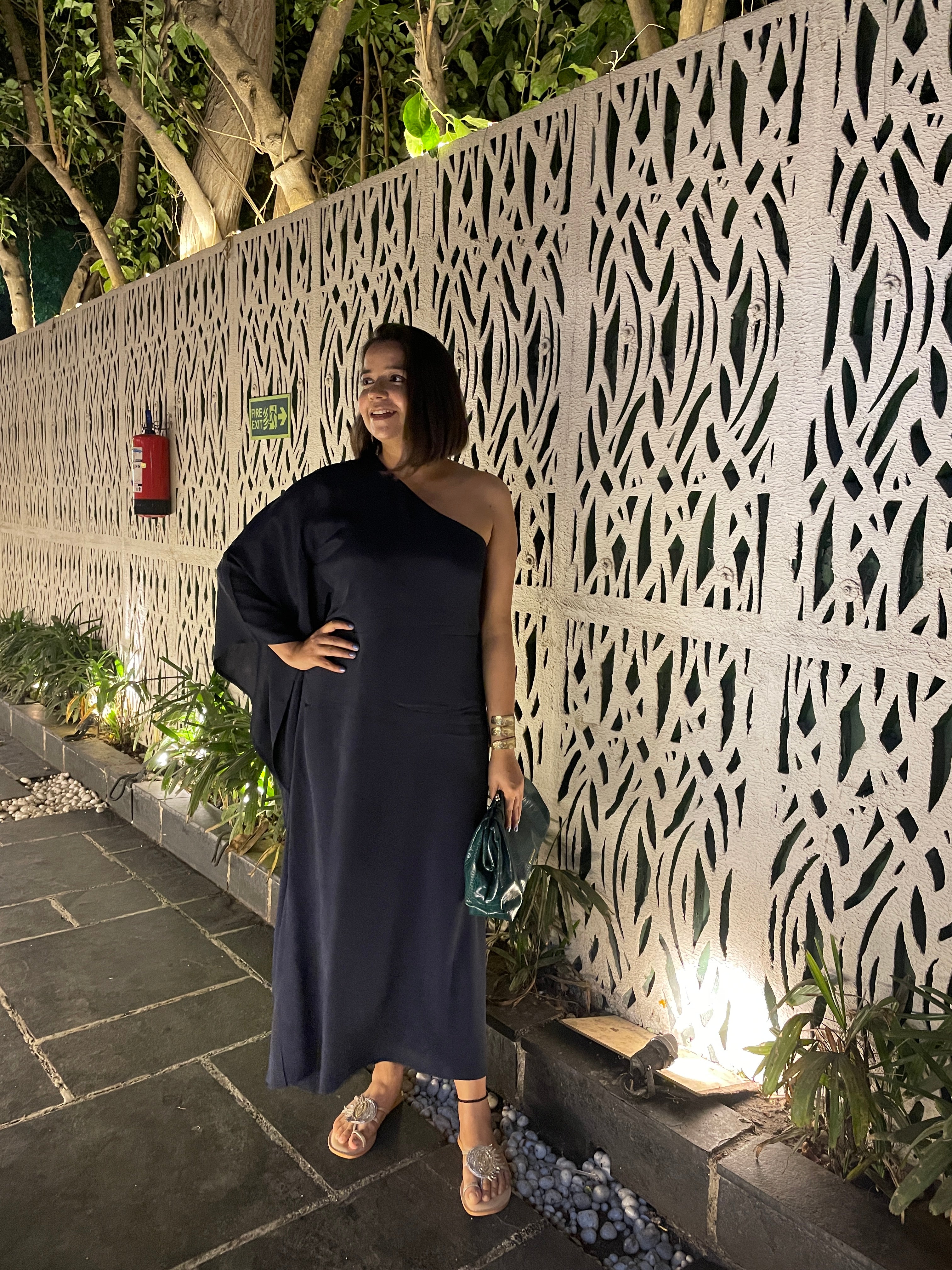 Navy Blue One Shoulder Kaftan image 5