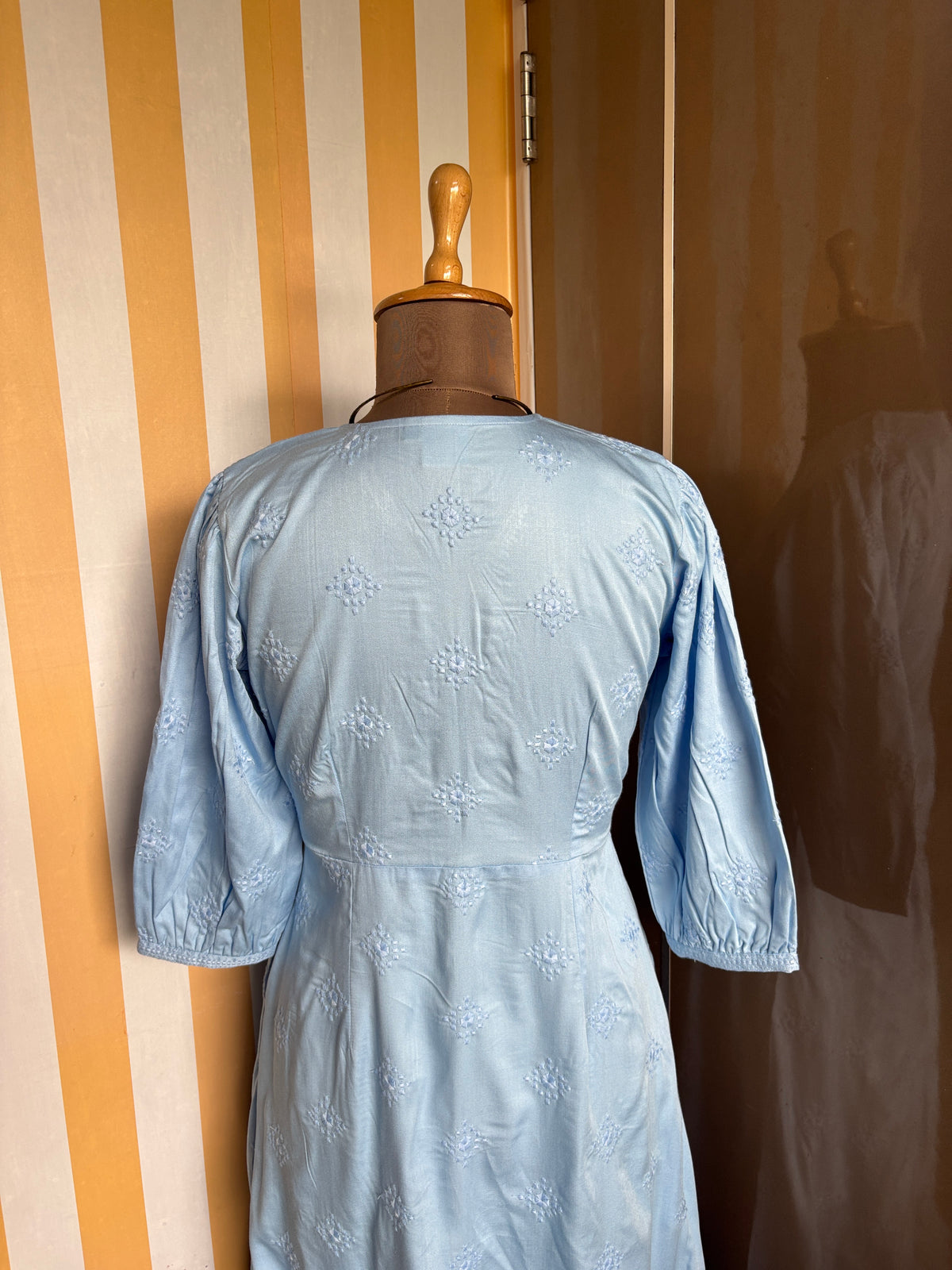 Powder Blue Embroidered Midi Dress