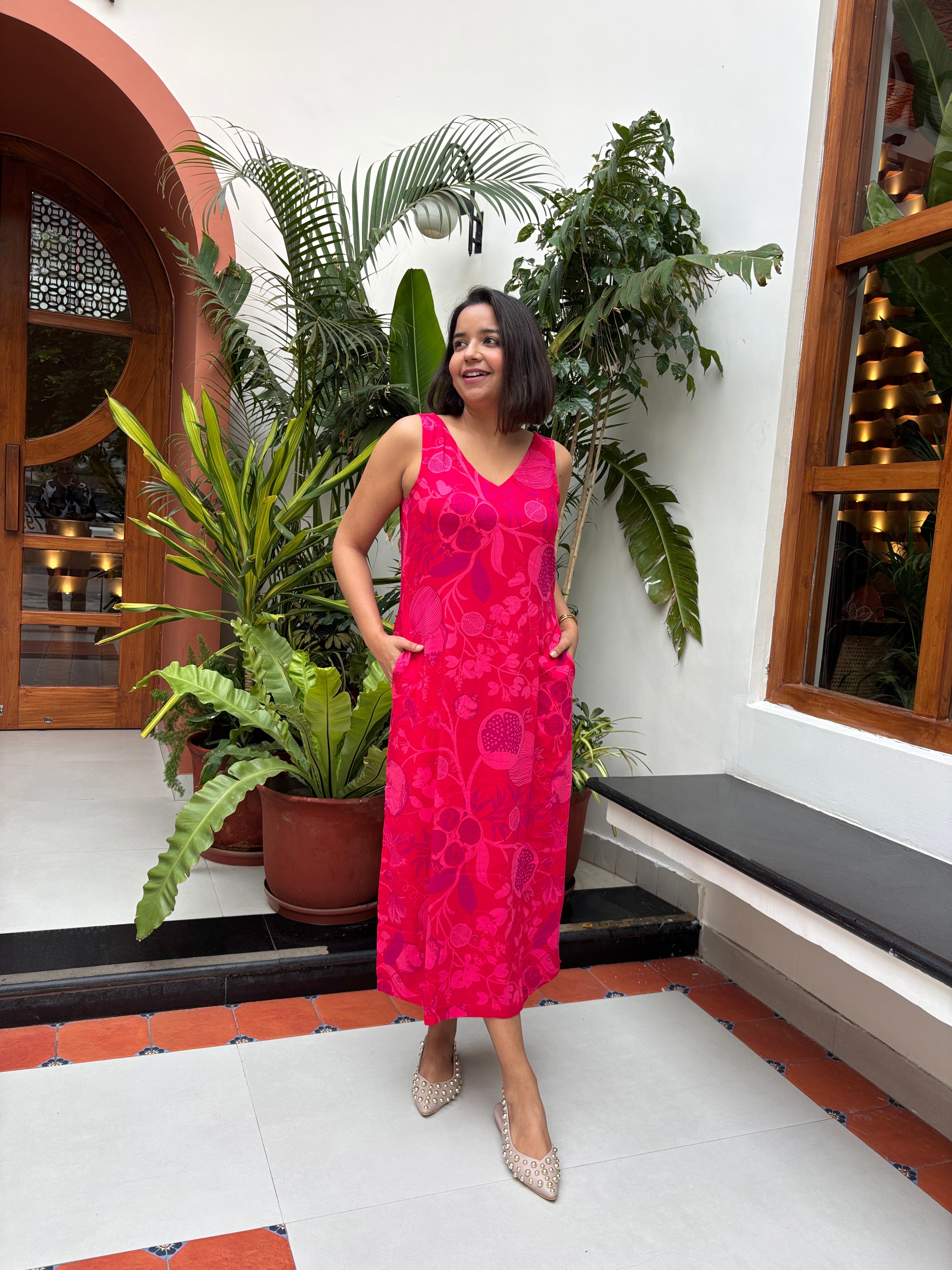 Pomegranate Midi Dress