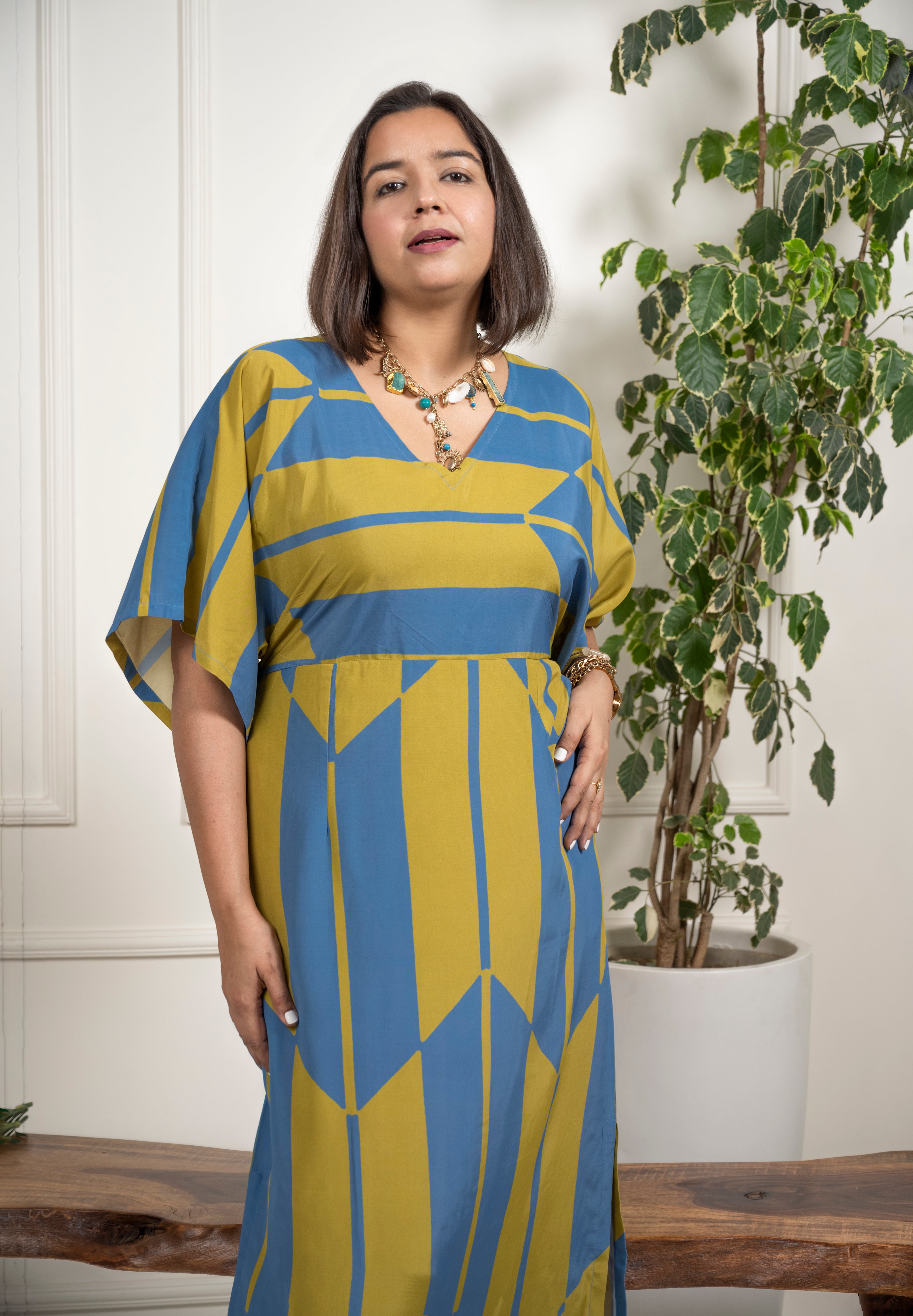 Olive Blue Kaftan Dress- XS, S image 5