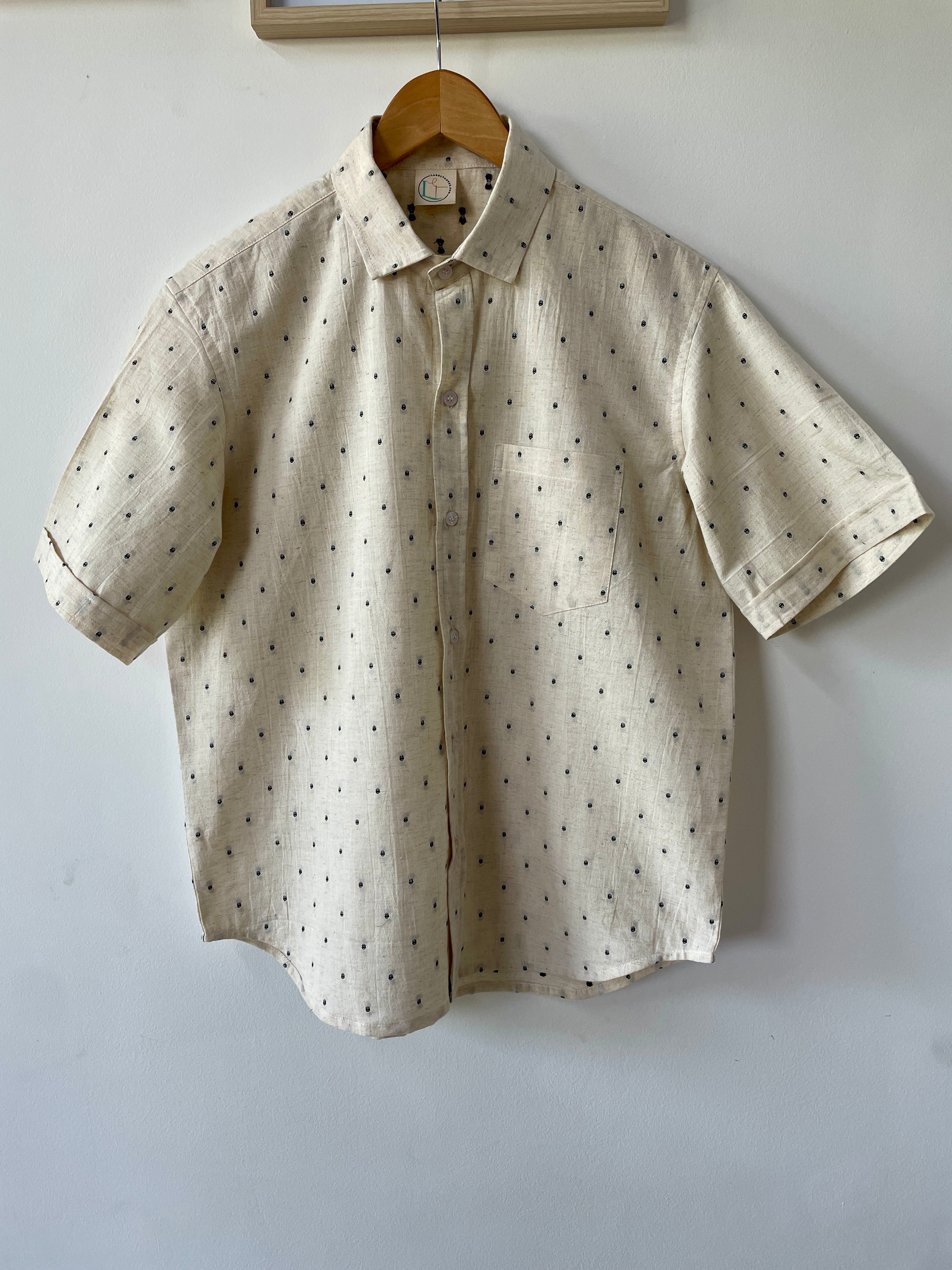 Beige Butta Cotton Men Shirt image 1