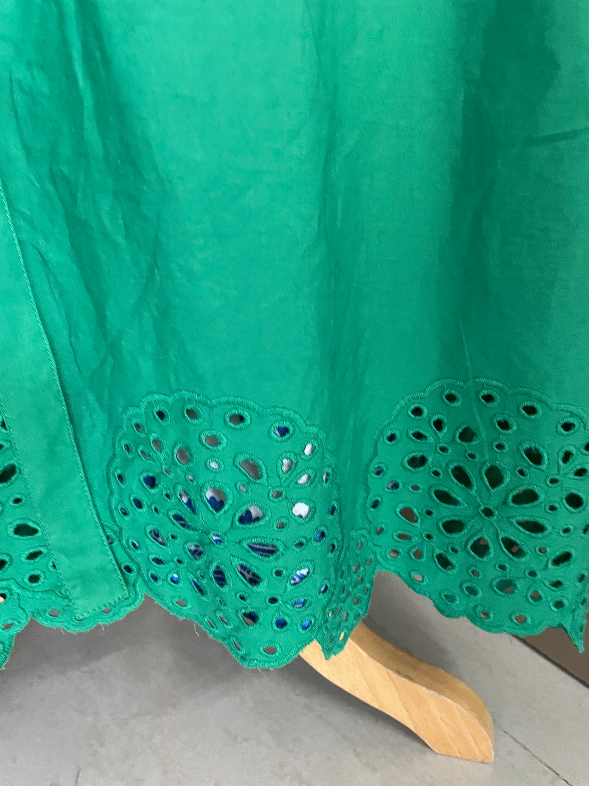 Emerald Green Schiffli Cotton Shirt Dress