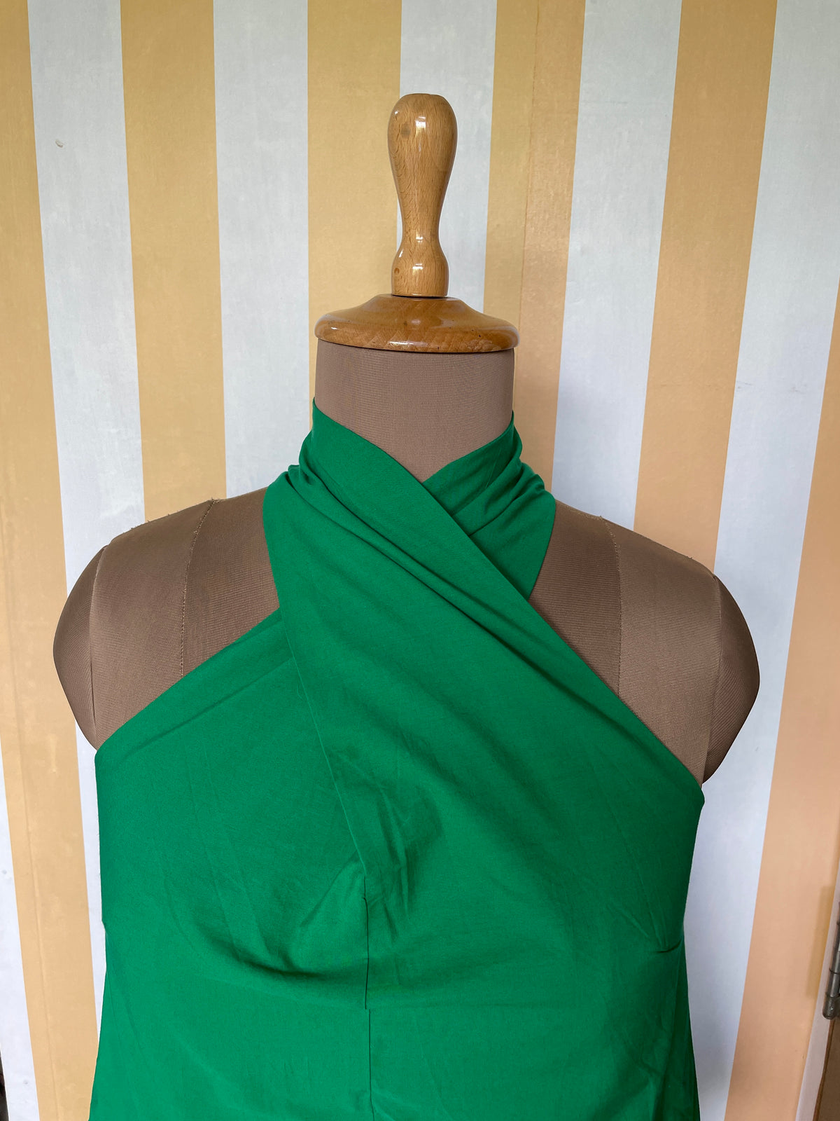 Emerald Green Schiffli Twist Halter Cotton Top
