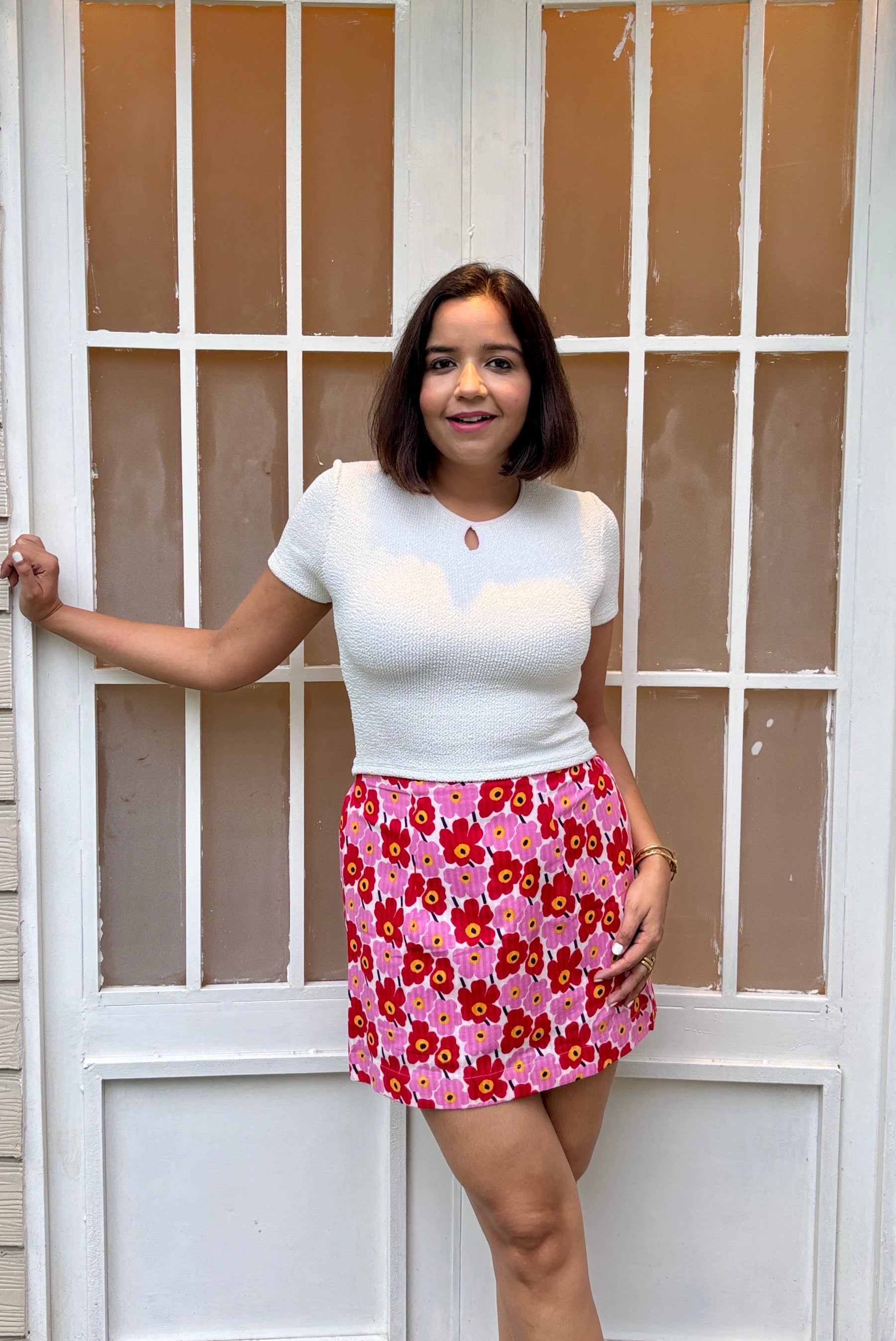 Red Flower Mini Skirt image 0