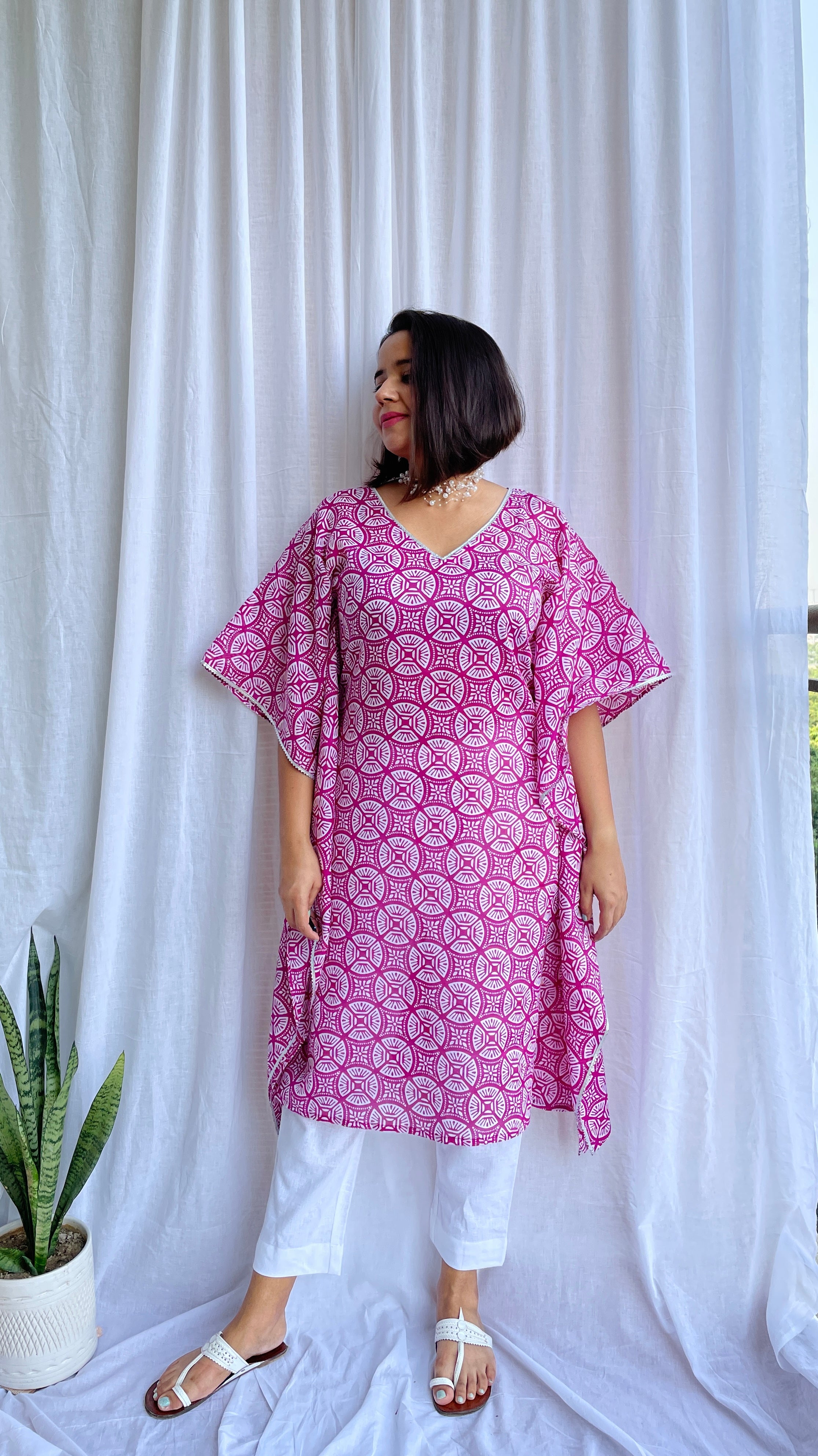 Purple Kaftan Kurta Set image 2