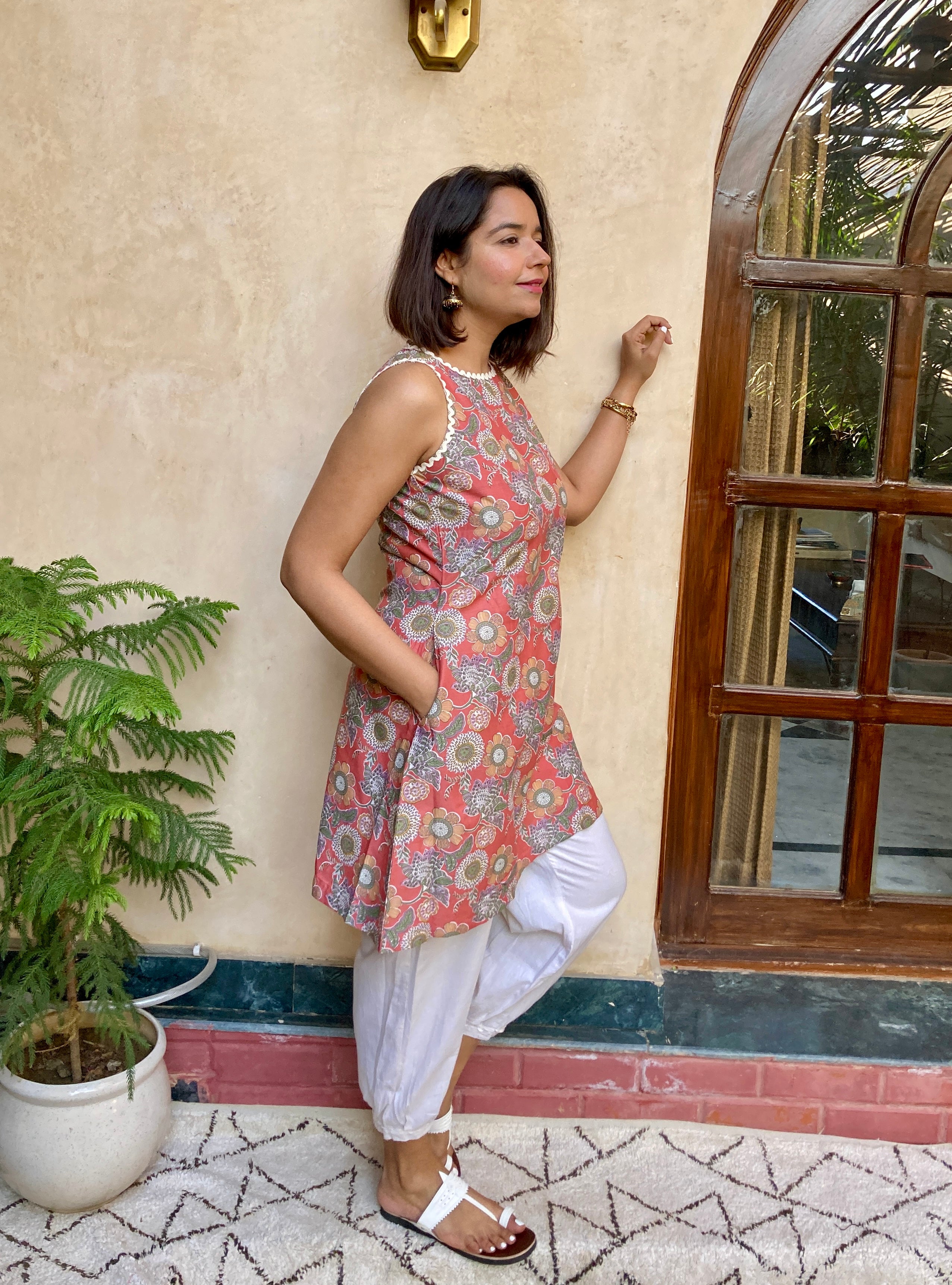 Rust Red Printed Kurta Set image 1