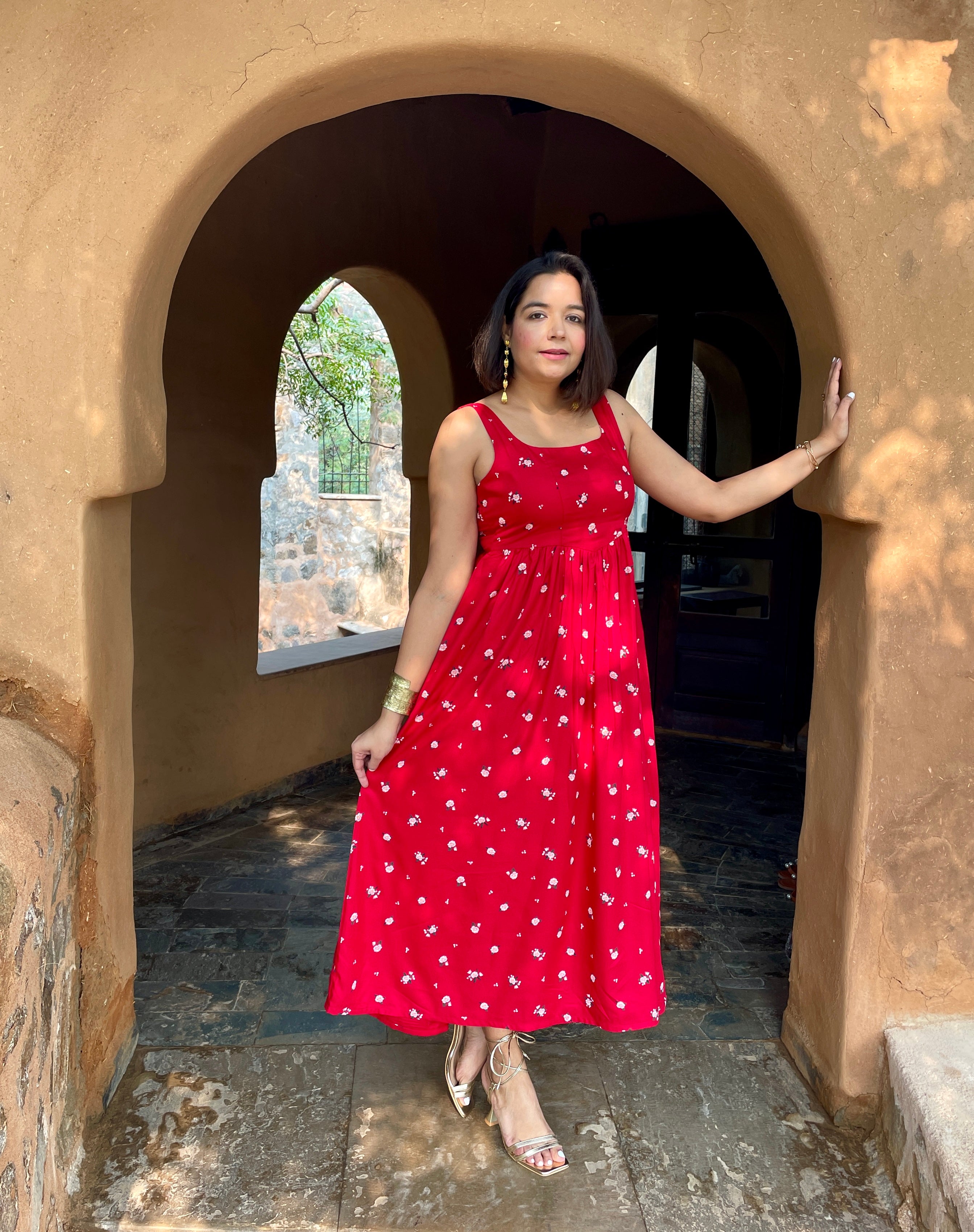 Red Flower Maxi Dress image 1