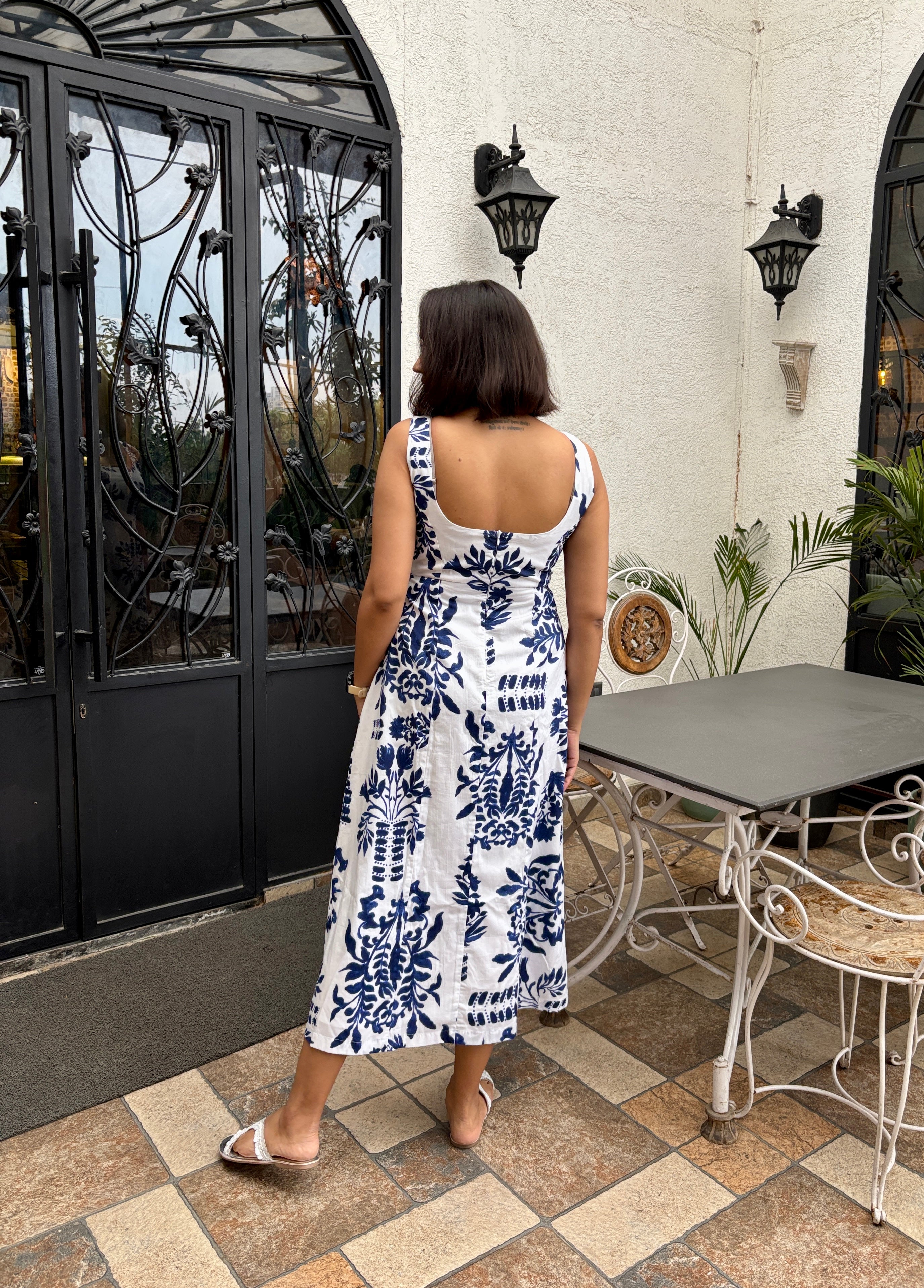 Indigo Garden Cotton Long Dress image 1