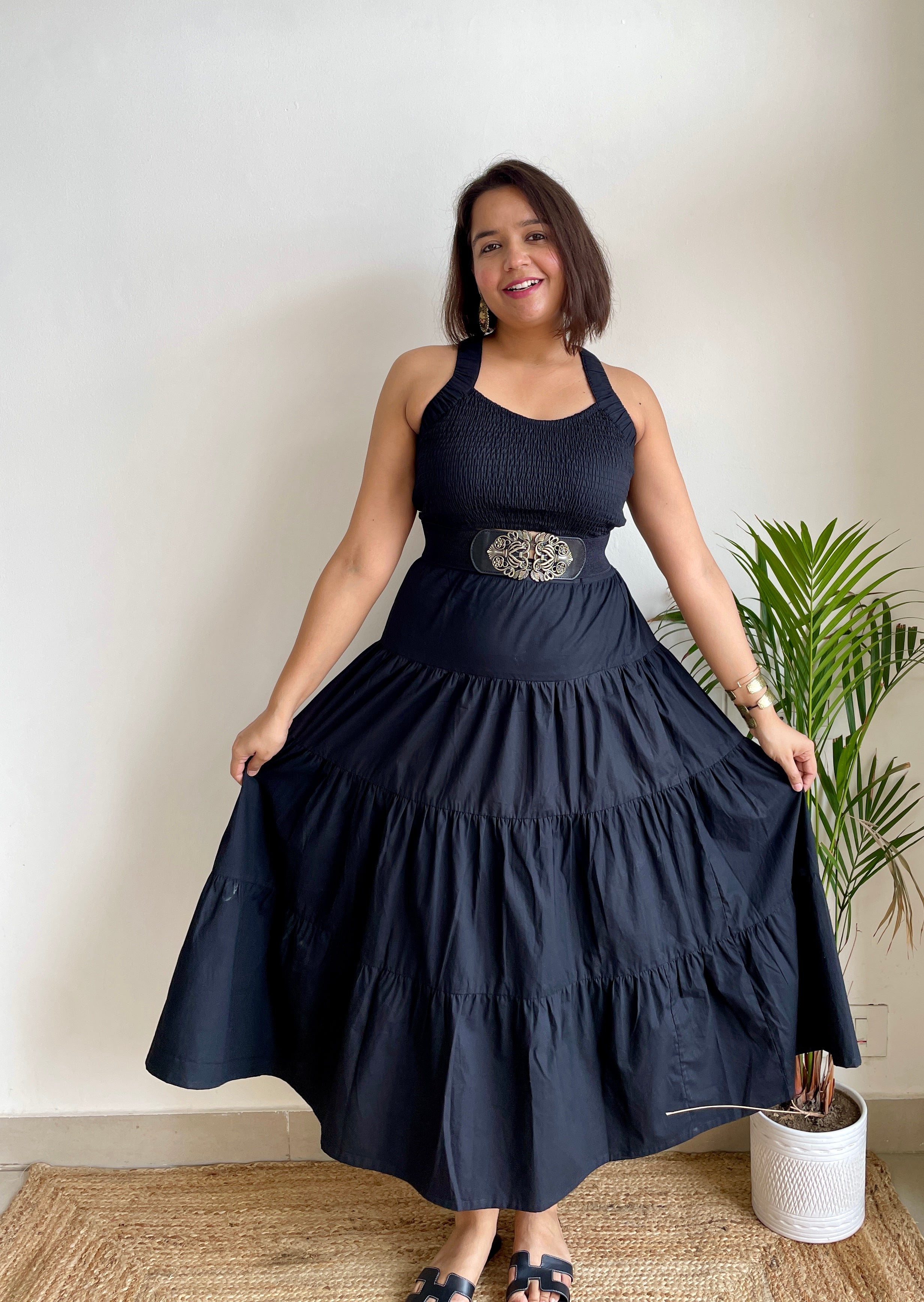 Black Ruffled Long Skirt image 1
