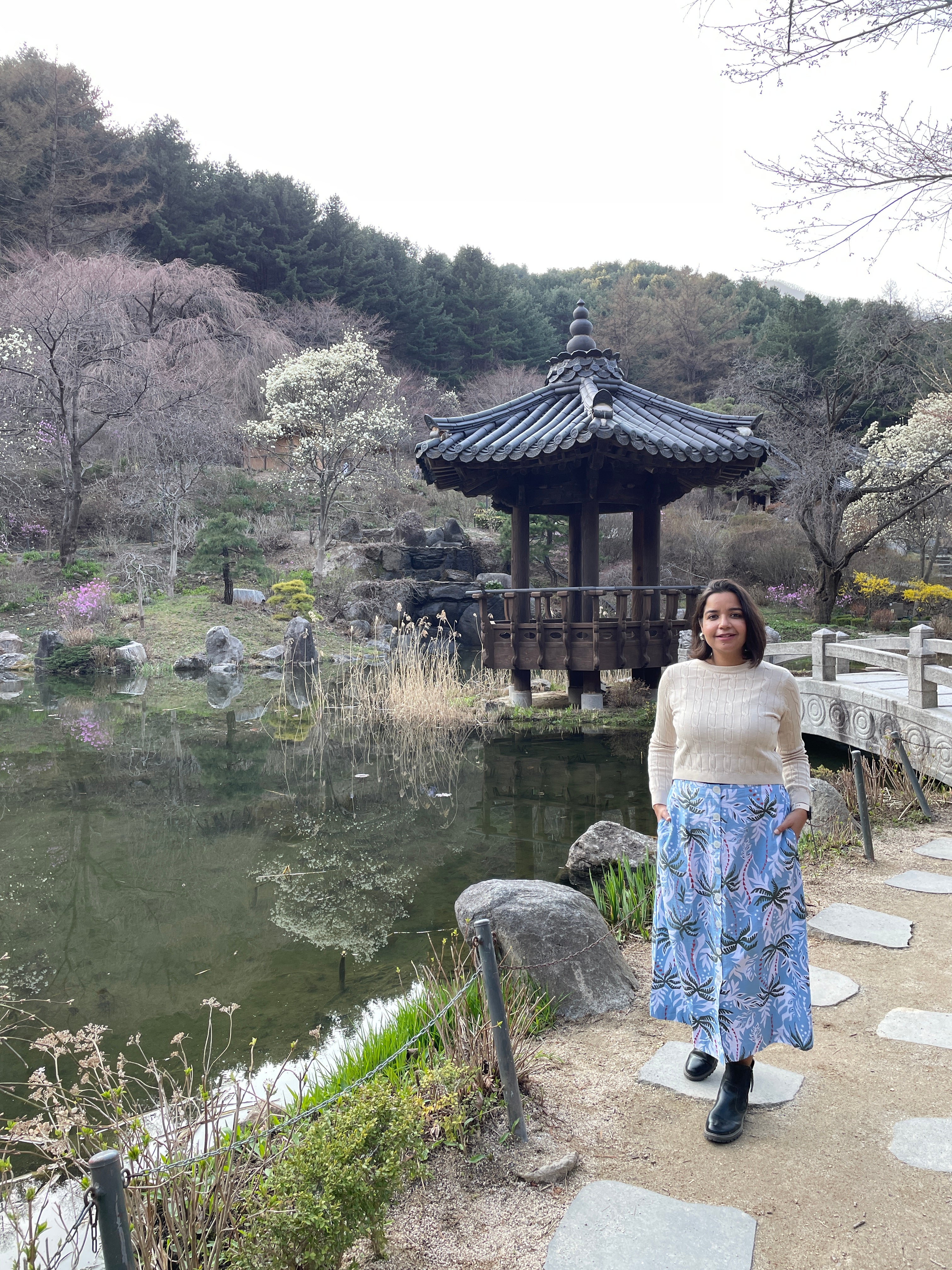 Blue Topical Printed Midi Skirt image 2