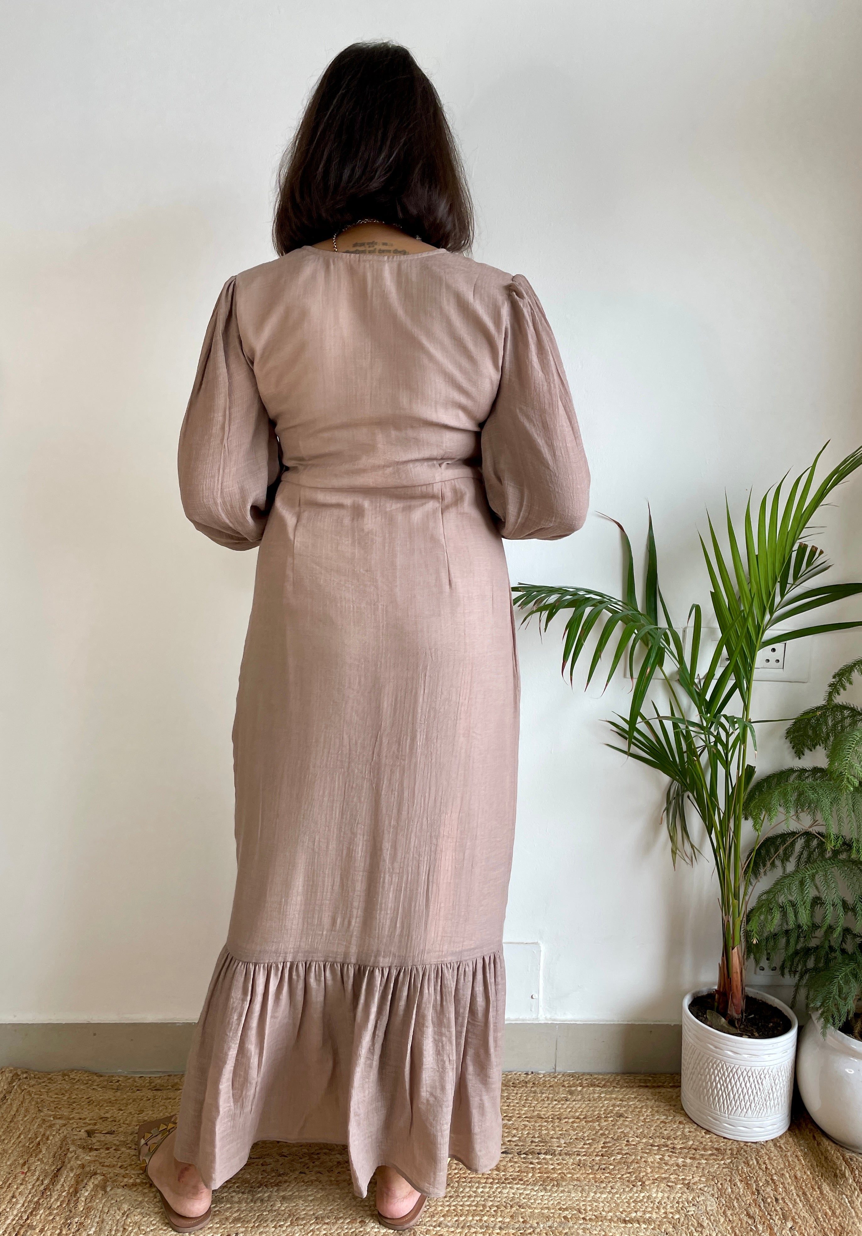 Solid Brown Maxi Dress image 2