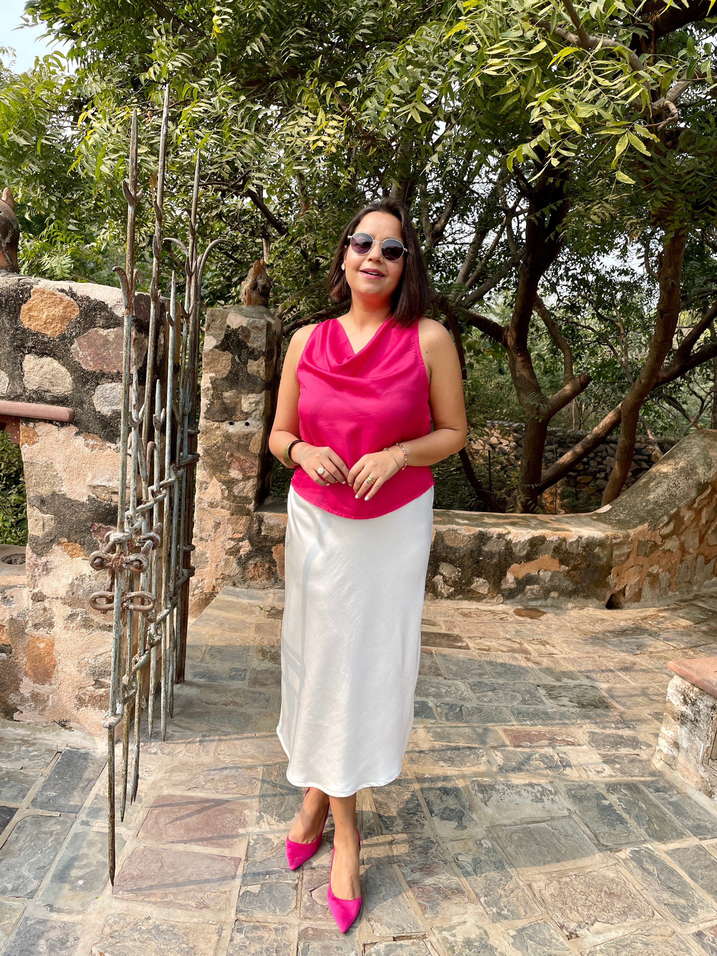 Magenta Cowl Neck Top image 3