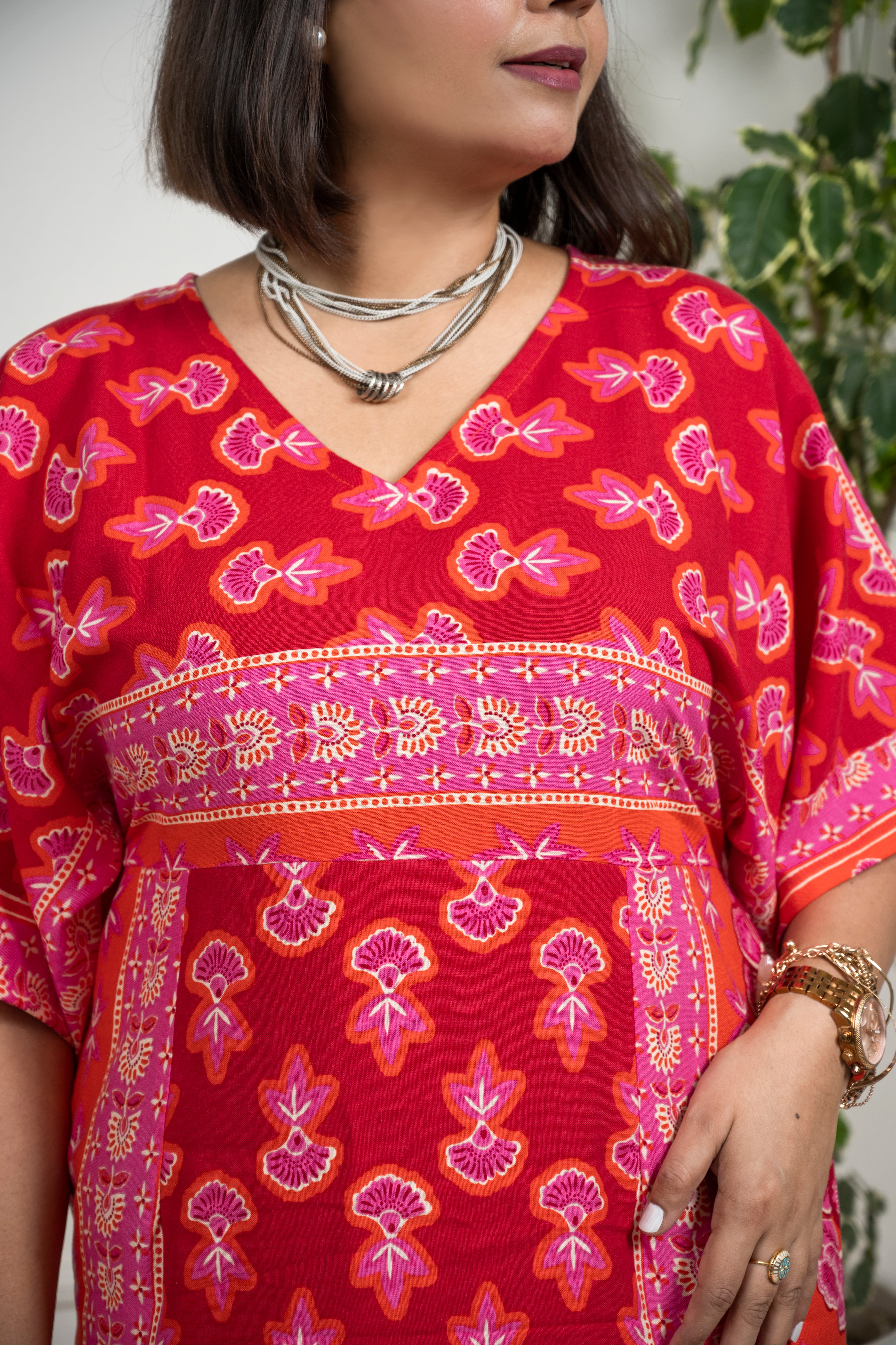 Orange Red Kaftan Dress image 3