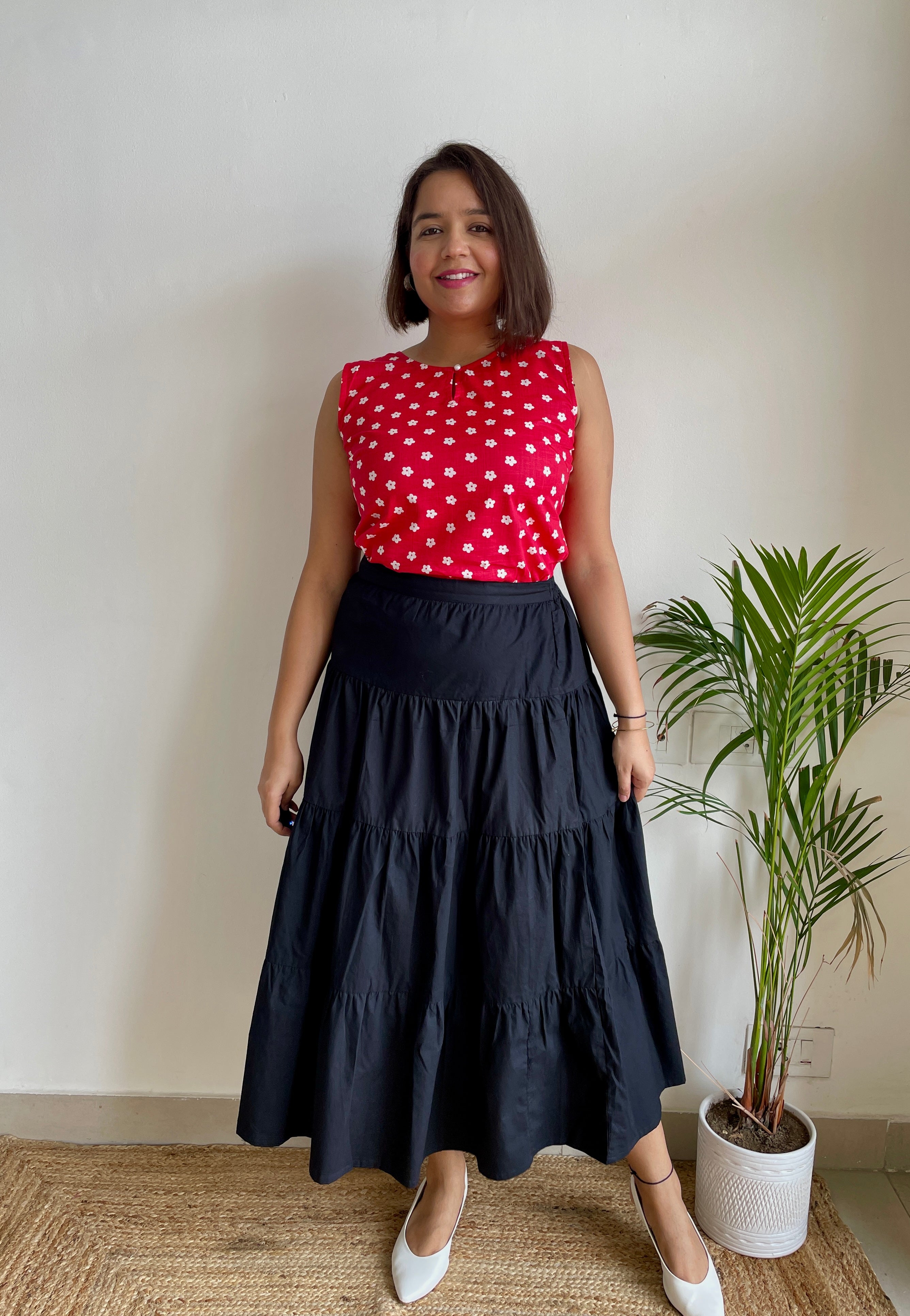 Black Ruffled Long Skirt image 5