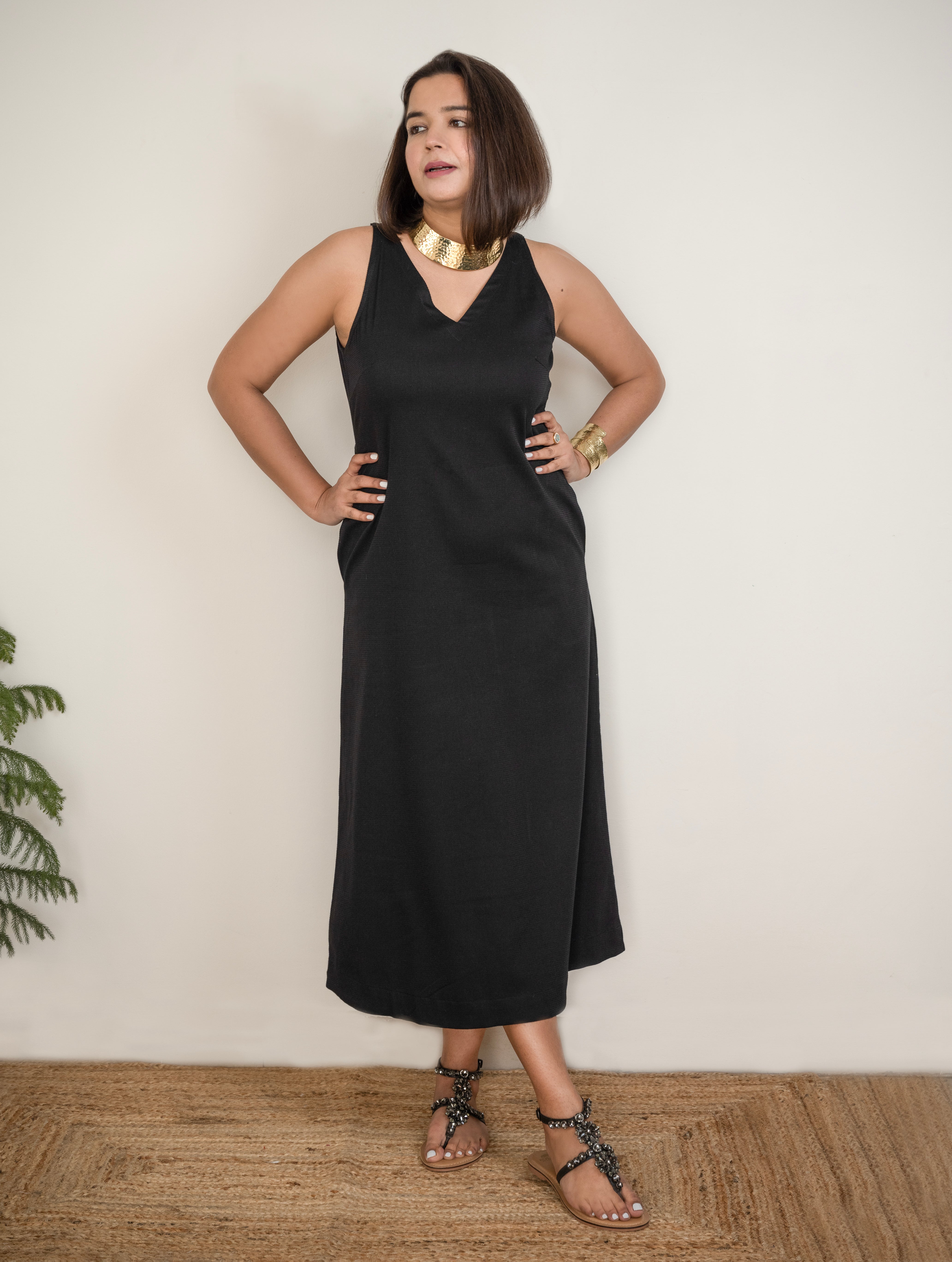 Solid Black Halter Long dress image 0