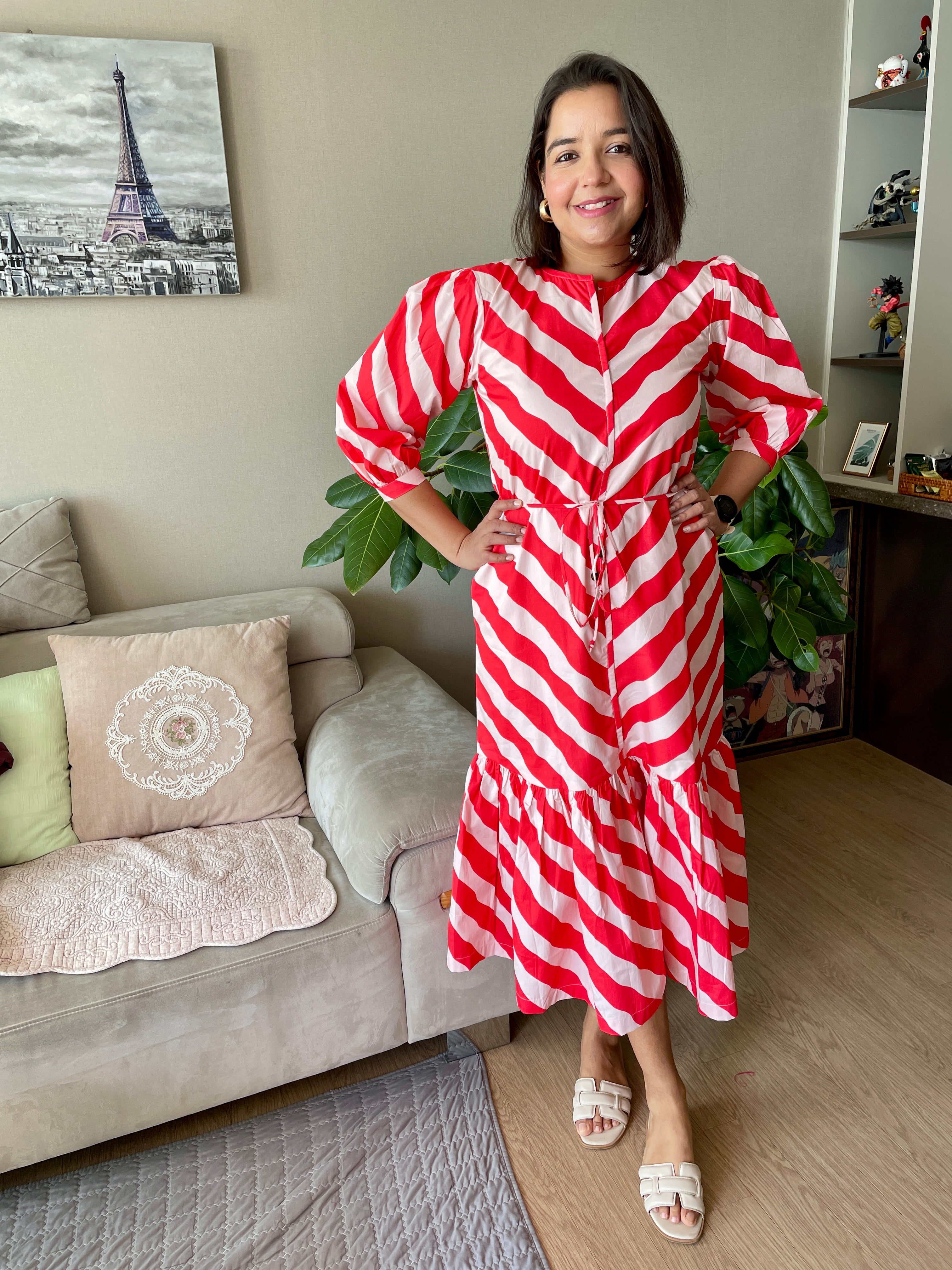 Red and White Stripe Dress image 8