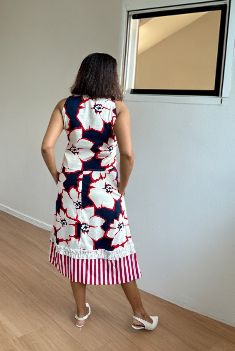 Floral Stripe Coord Set with Pockets image 1