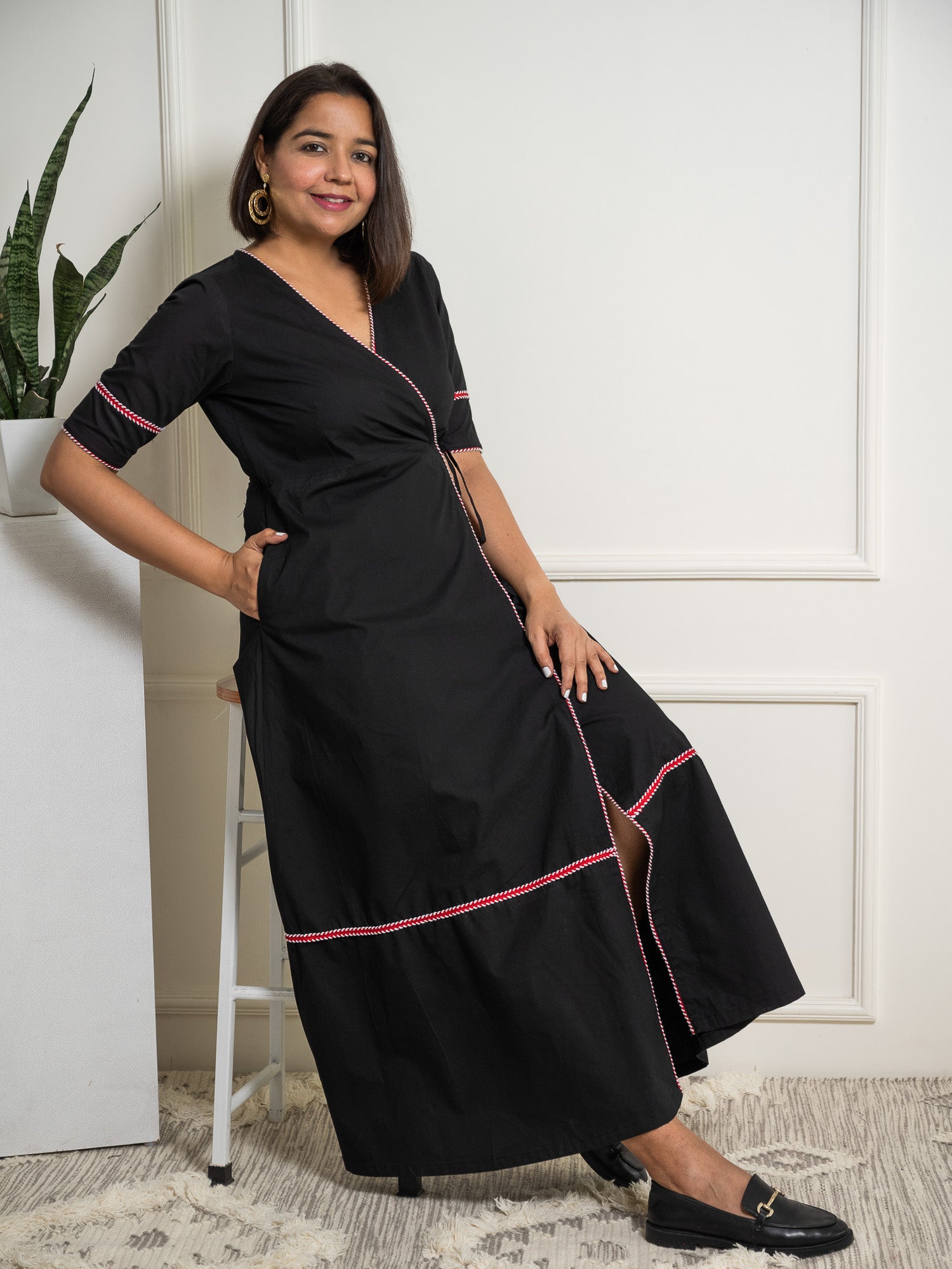 Black Wraparound Maxi Dress image 2