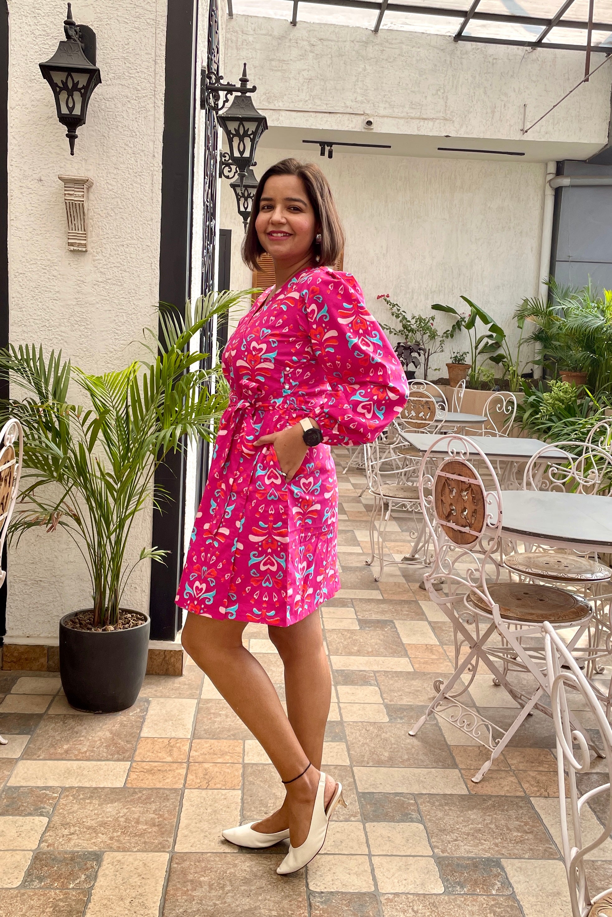 Pink Printed Wraparound Dress image 6