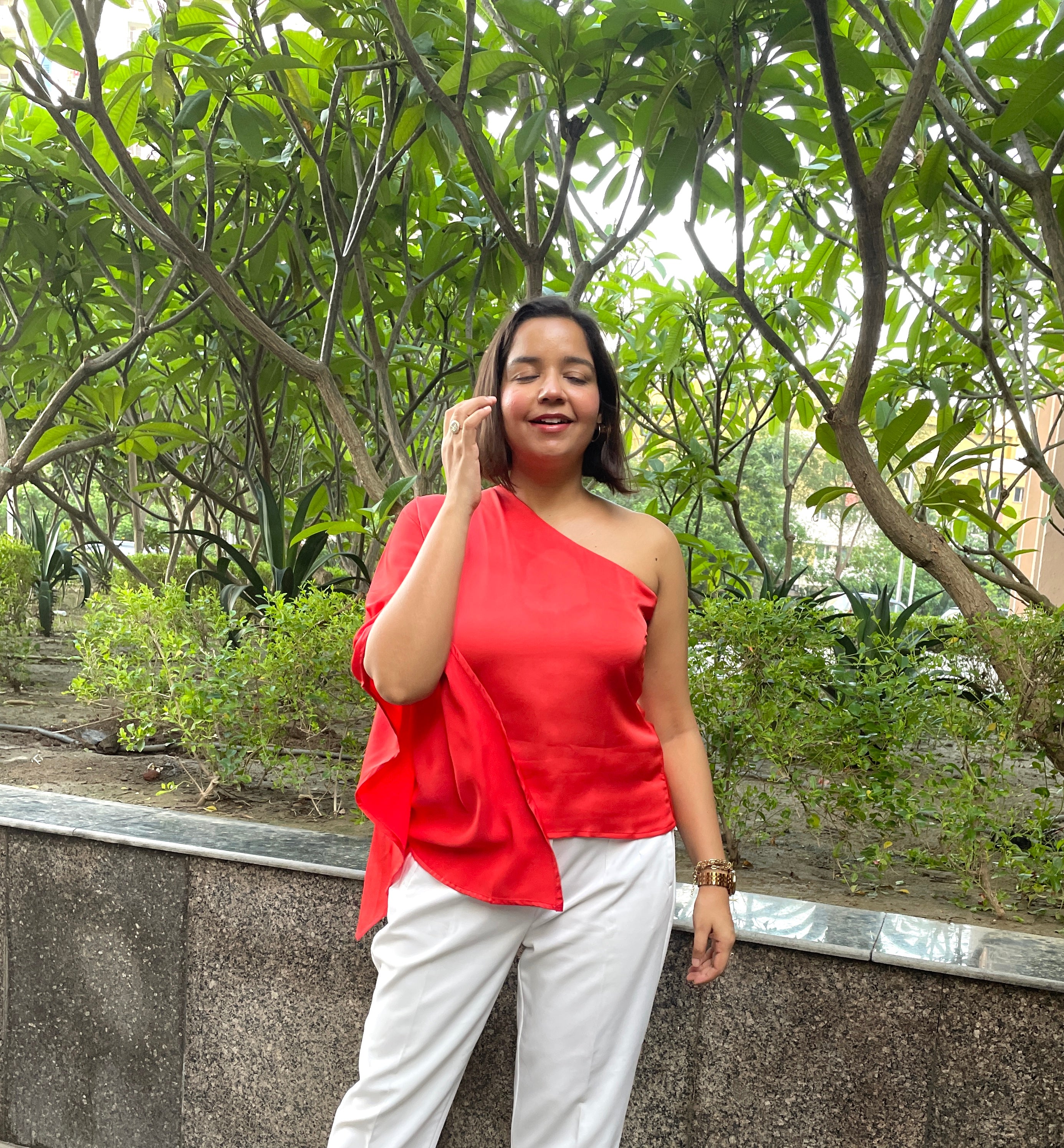 Orange One Shoulder Top image 4