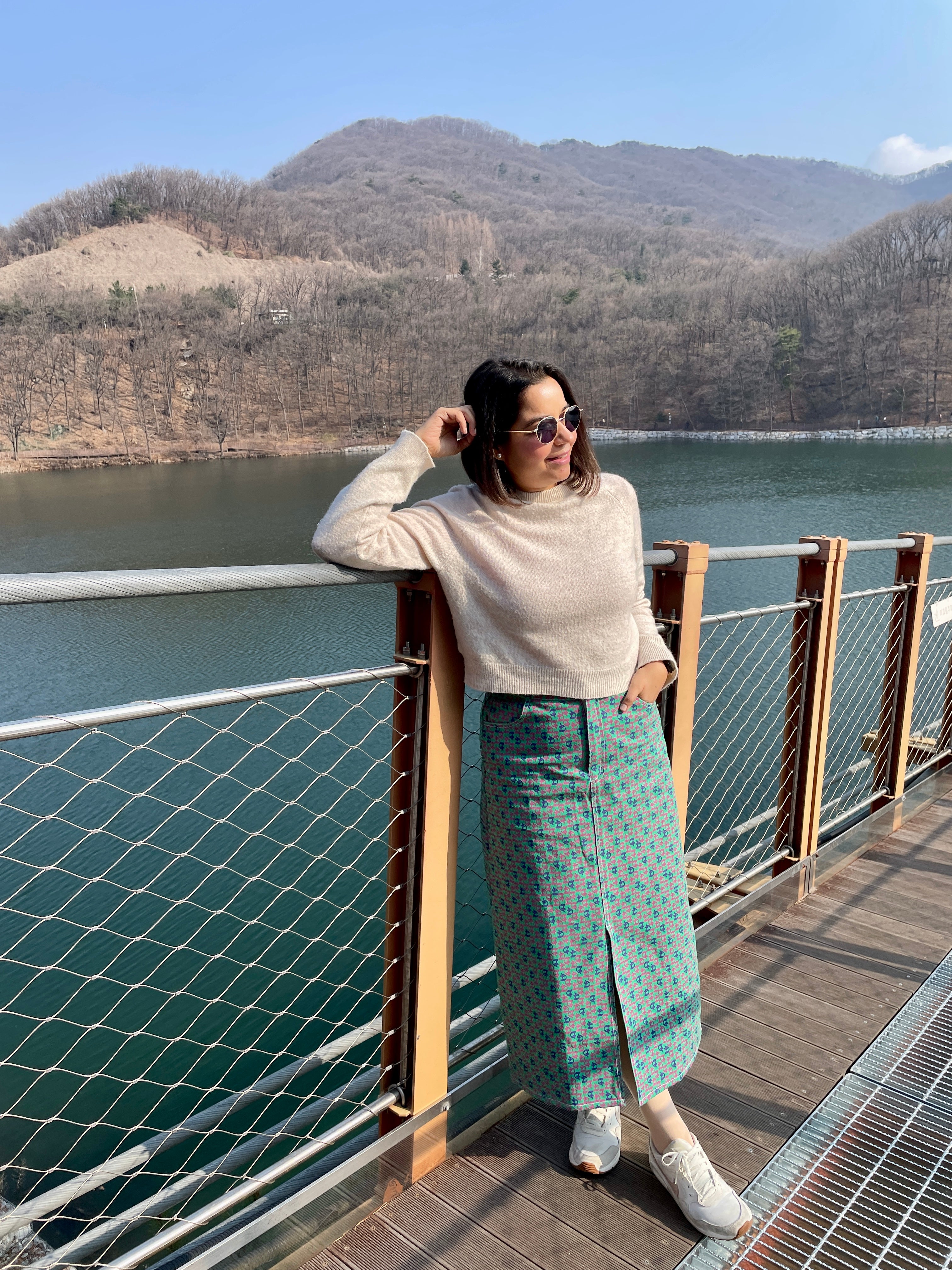 Green Quirky Print Midi Skirt image 4