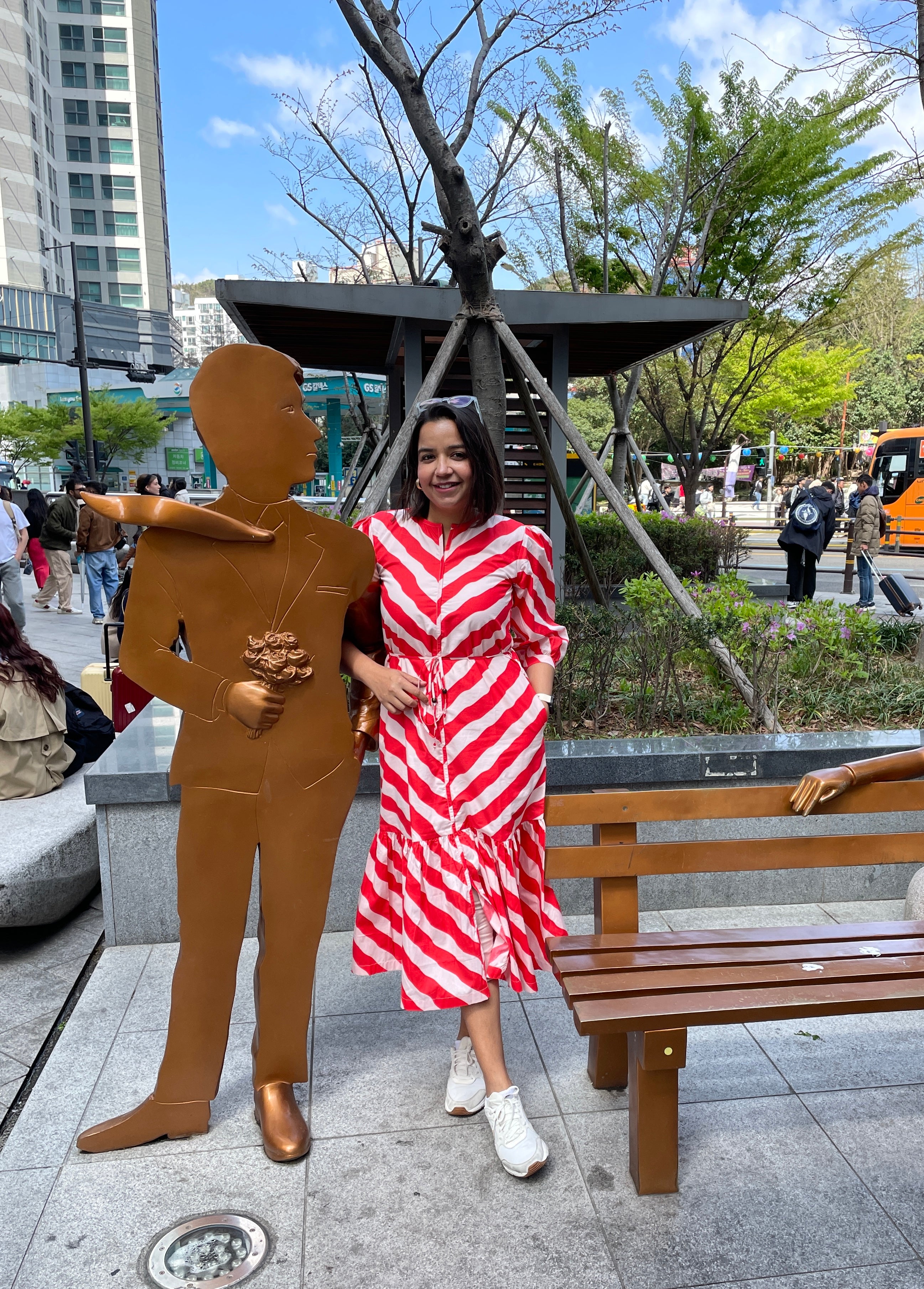 Red and White Stripe Dress image 6