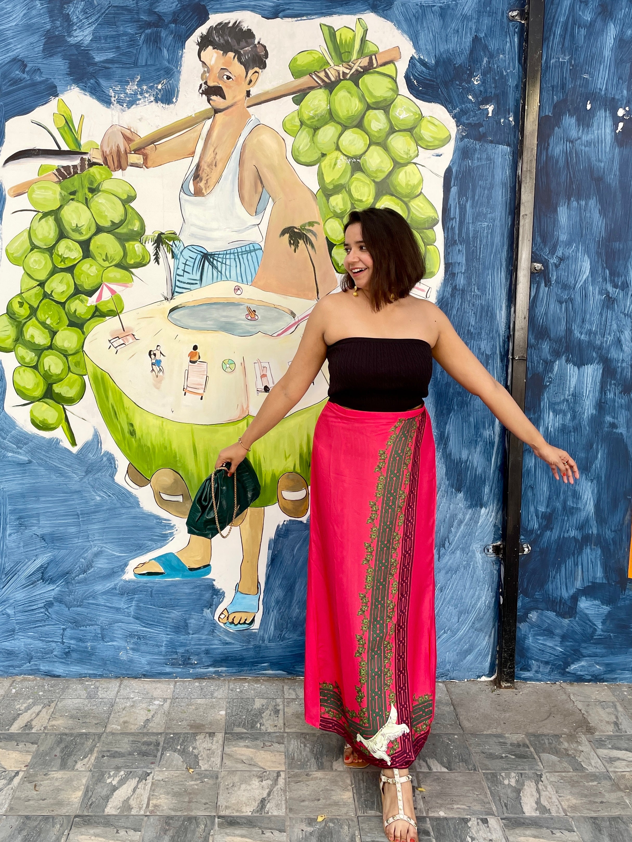 Coral Red Long Skirt image 2