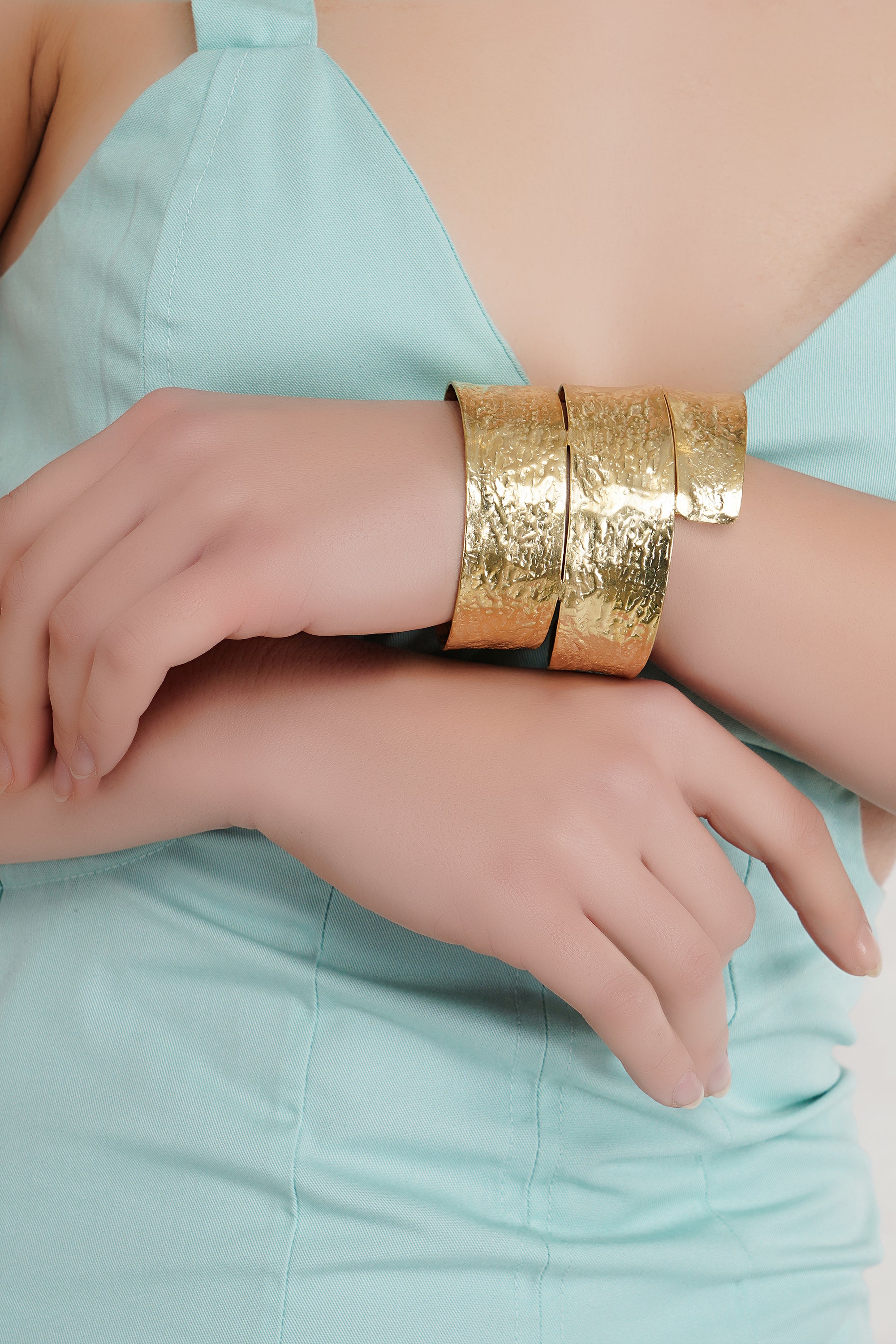 Brass Metal Wide Statement Cuff Bracelet image 0