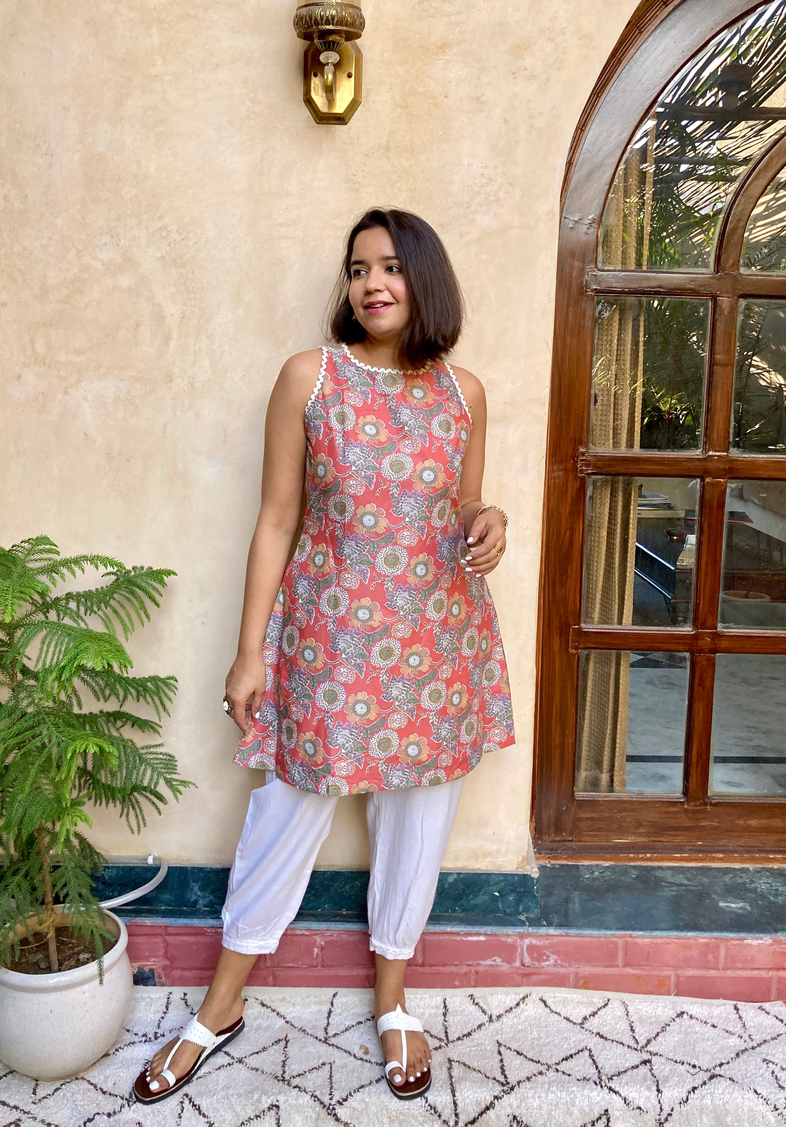 Rust Red Printed Kurta Set image 3