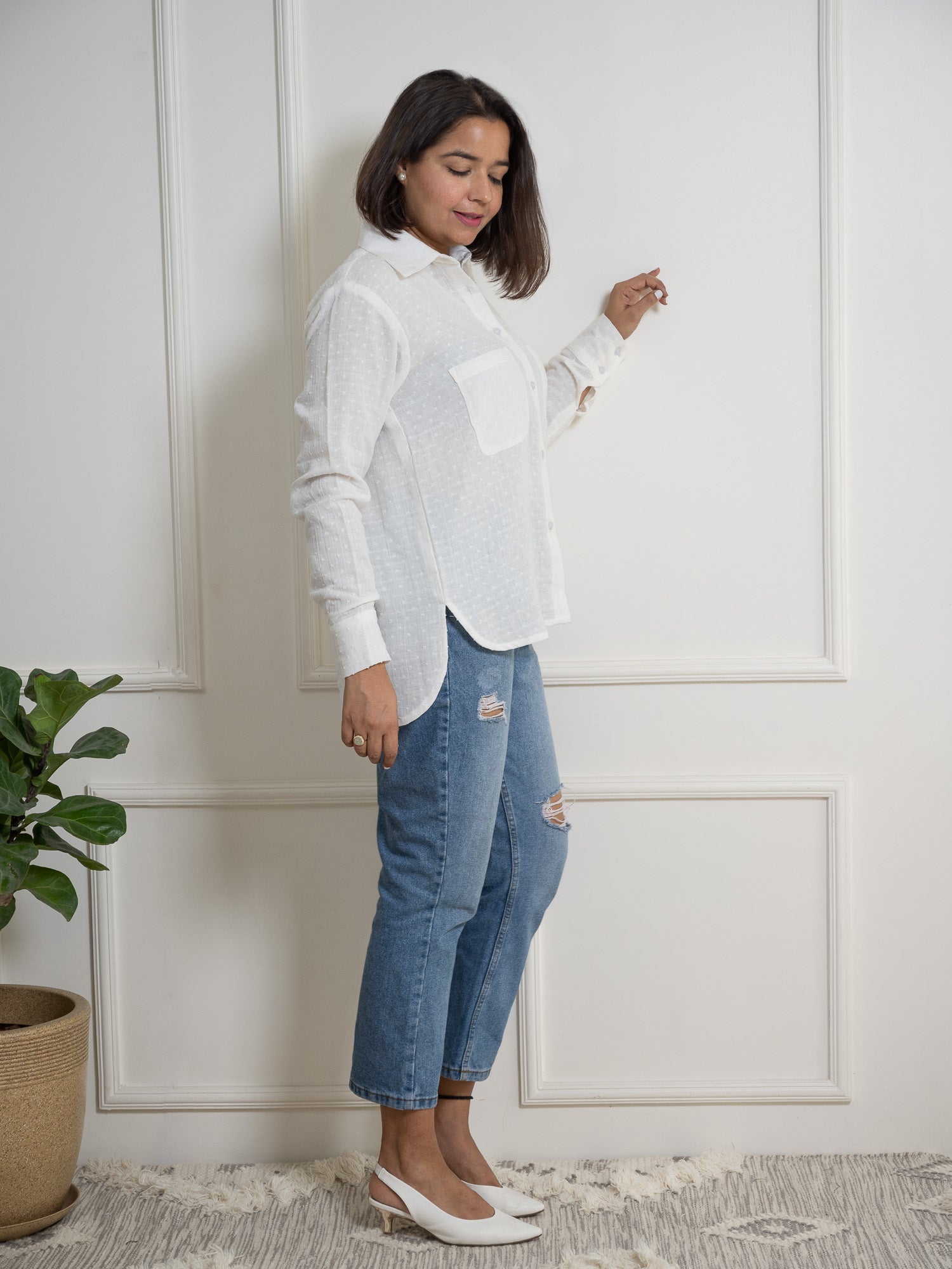 White Organic Cotton Oversized Shirt image 1