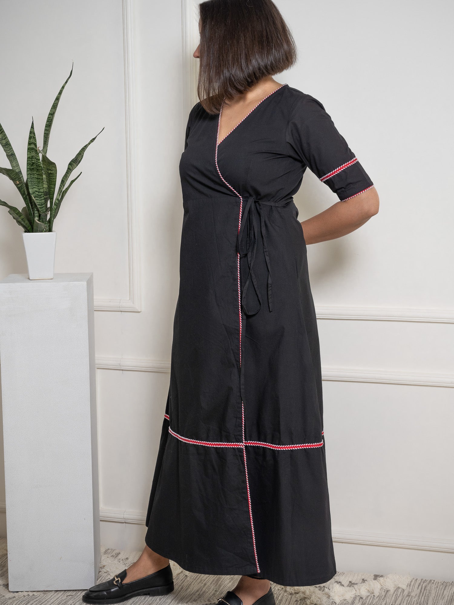 Black Wraparound Maxi Dress image 5