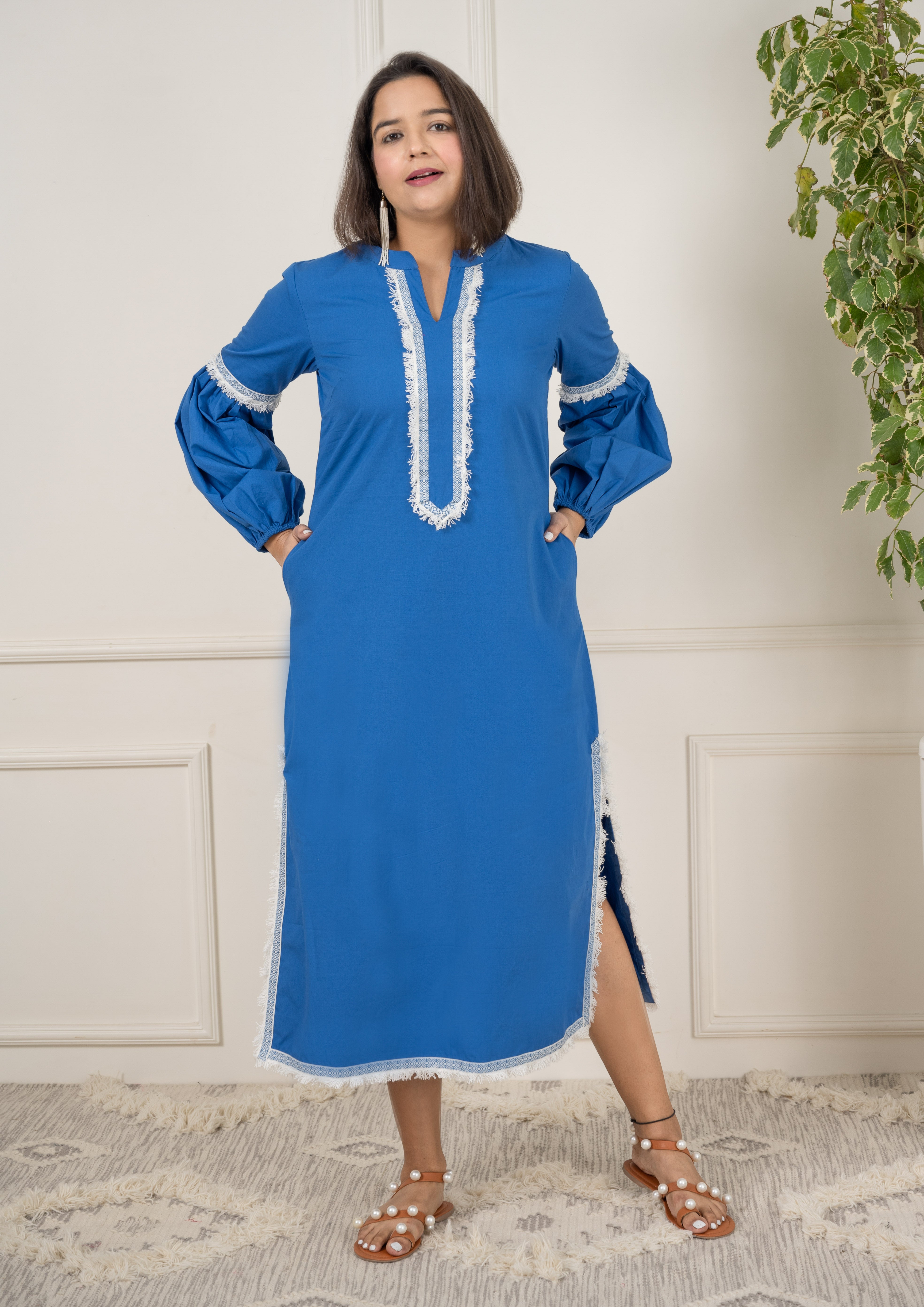 Blue Lace Cotton Dress image 0