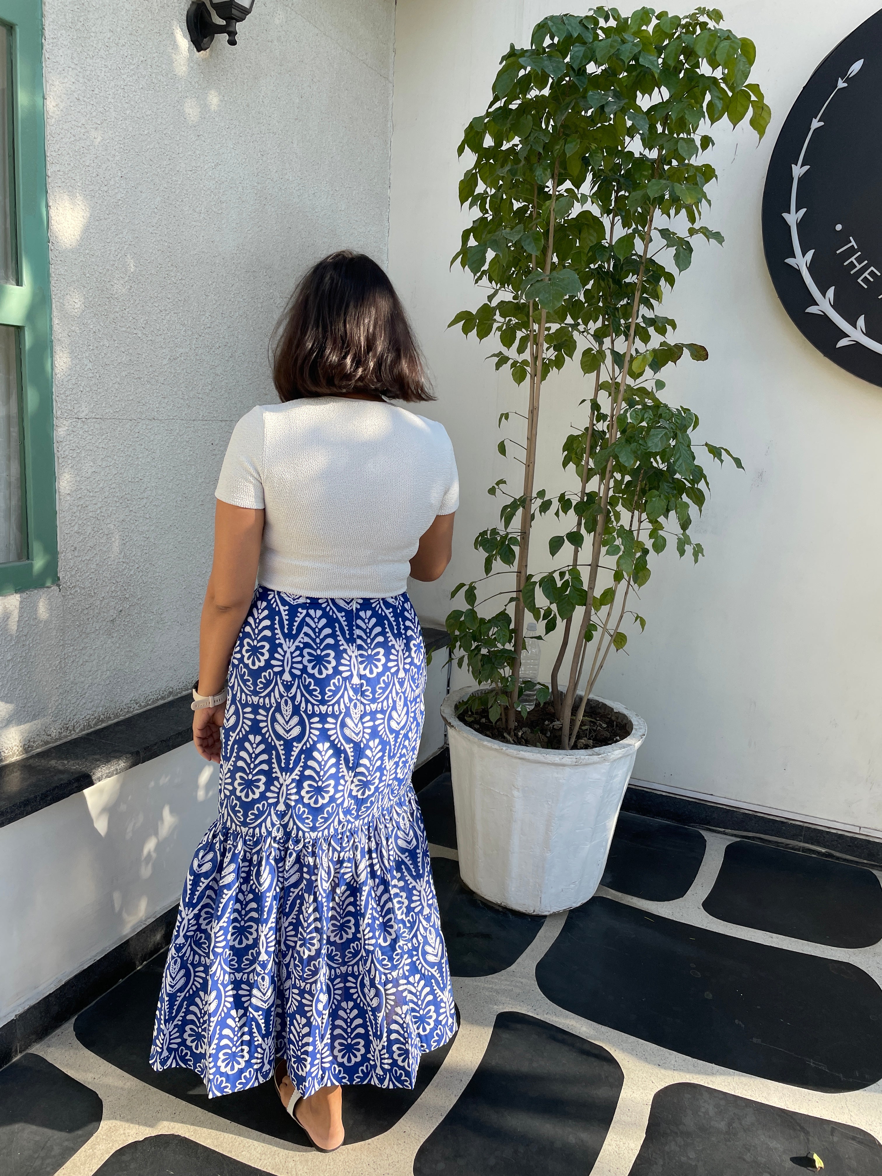 Blue Printed Maxi Skirt image 1
