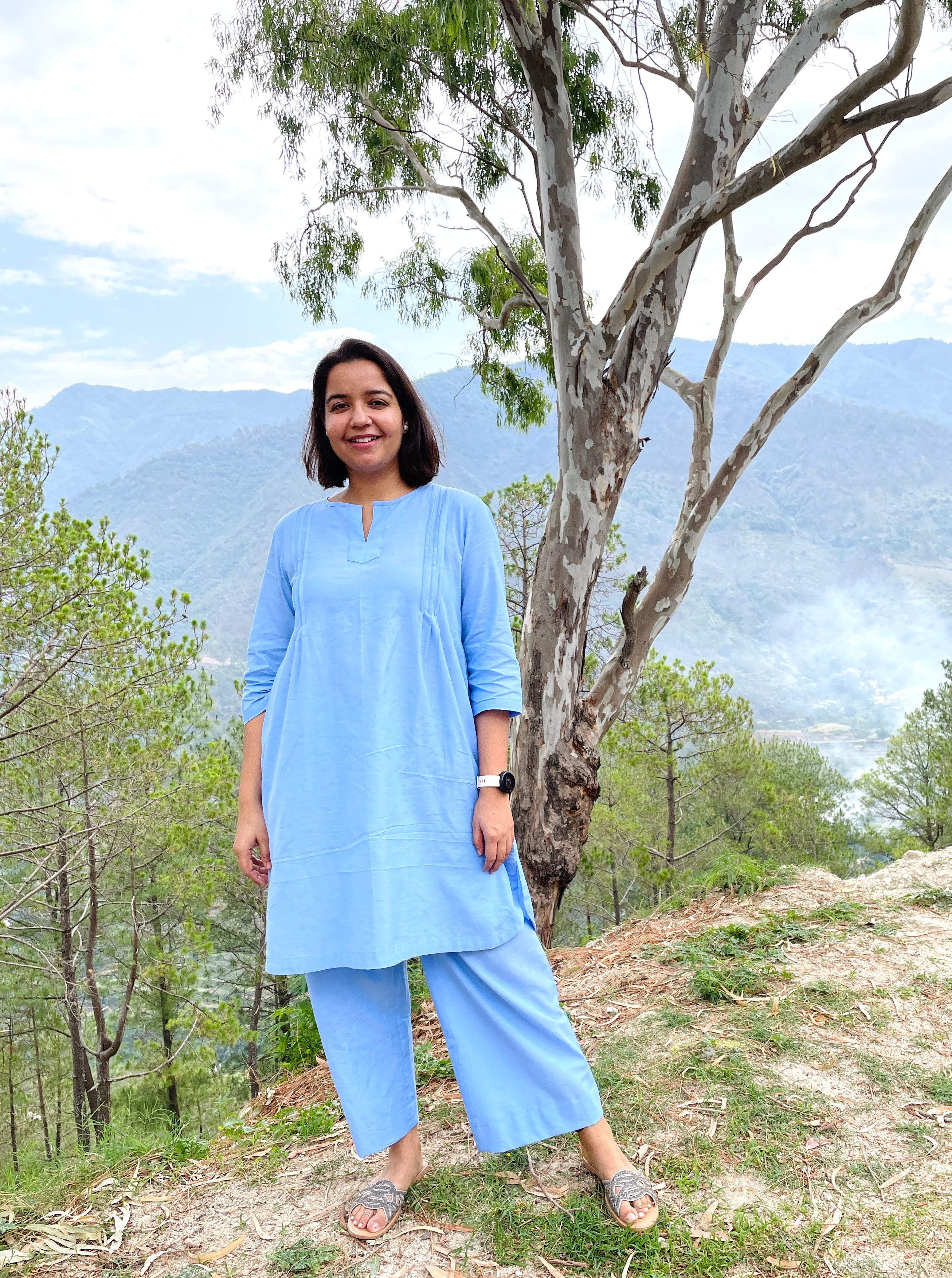 Blue Pintex Kurta Set image 0