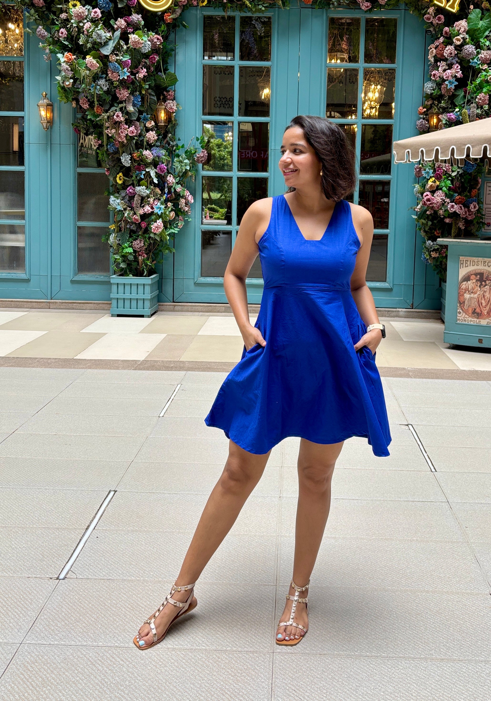 Blue Cotton Skater Dress image 7