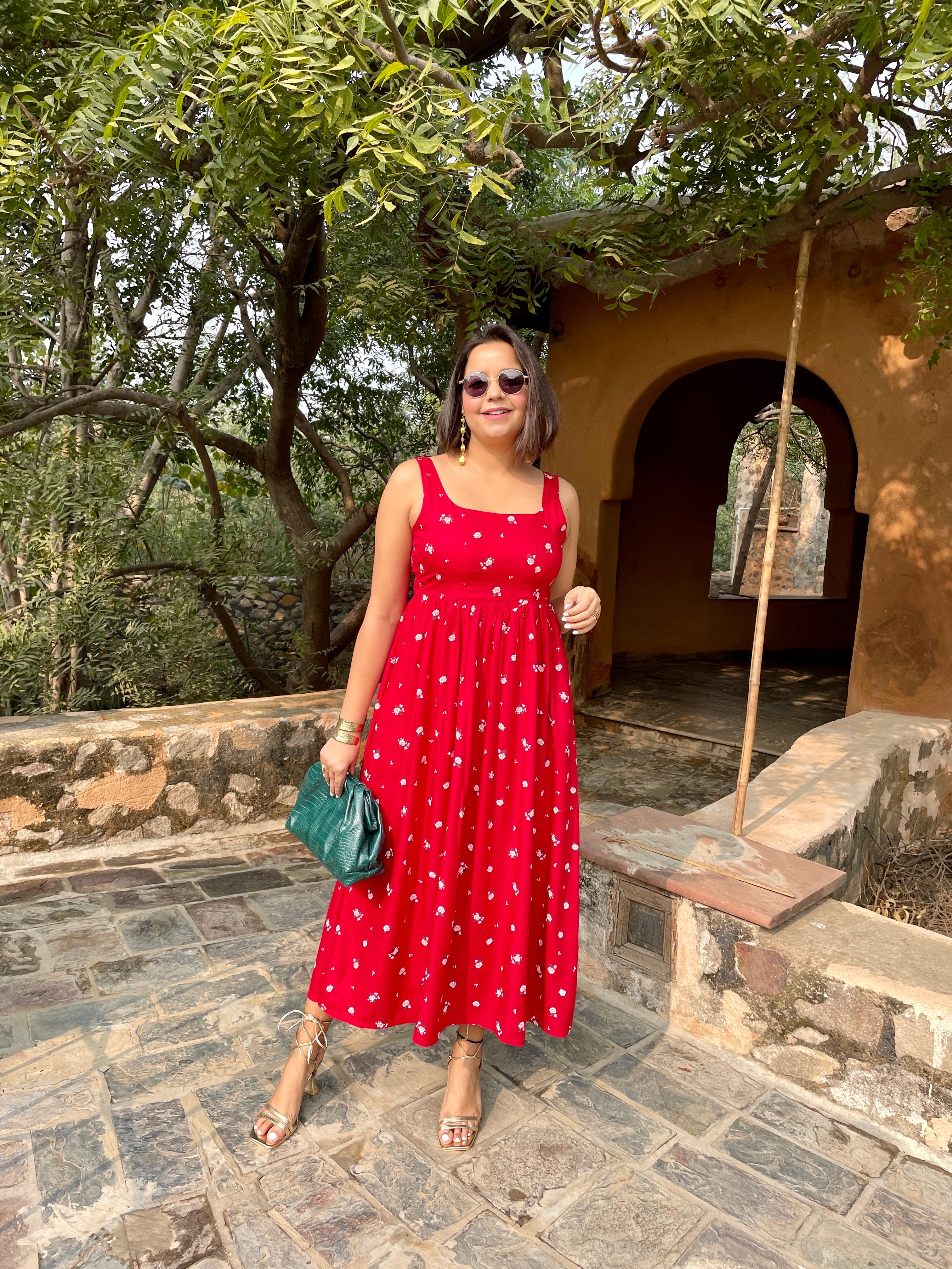 Red Flower Maxi Dress image 5